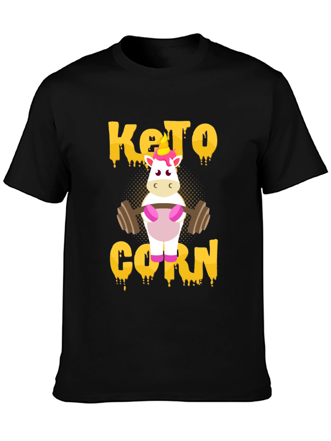 Black Keto Corn Unicorn T-Shirt - Funny Gym Workout Tee view 3