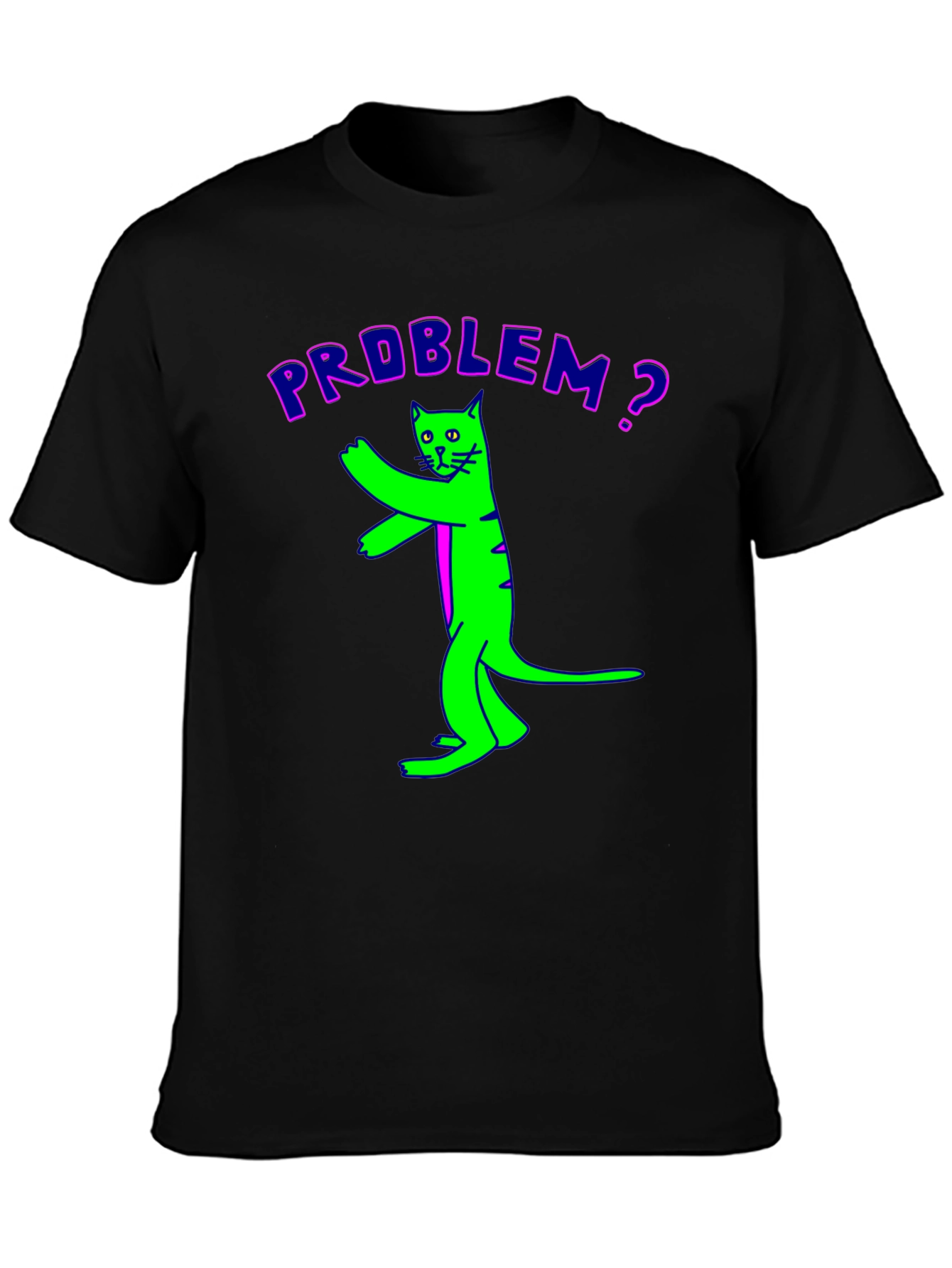 Black Problem Cat Graphic Tee - Unique Funny Design view 3