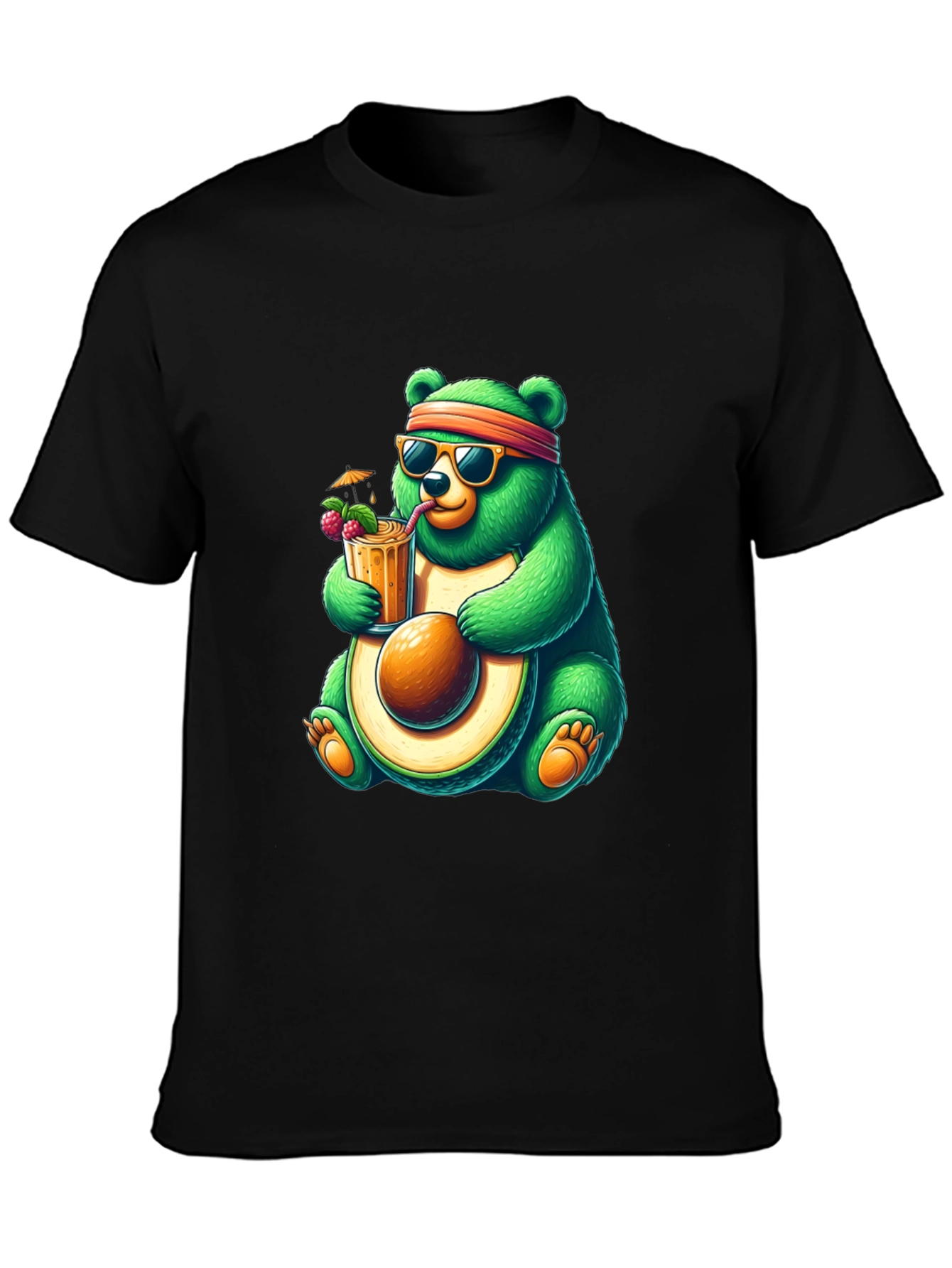 Black Bear Avocado Cocktail T-Shirt - Quirky Graphic Tee view 3
