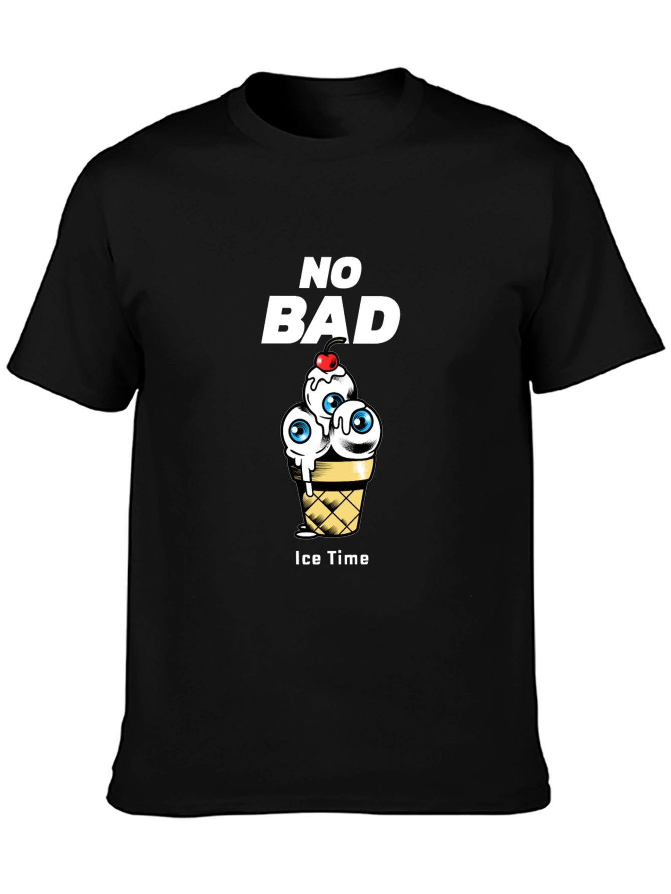 Black No Bad Ice Time Graphic T-Shirt view 3