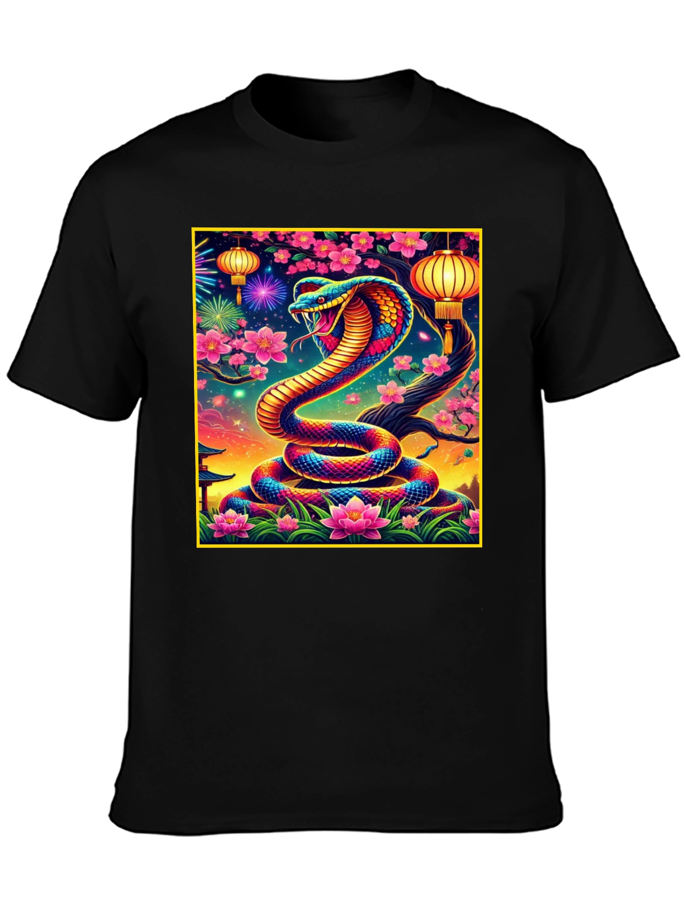 Black Vibrant Cobra Graphic Tee view 3