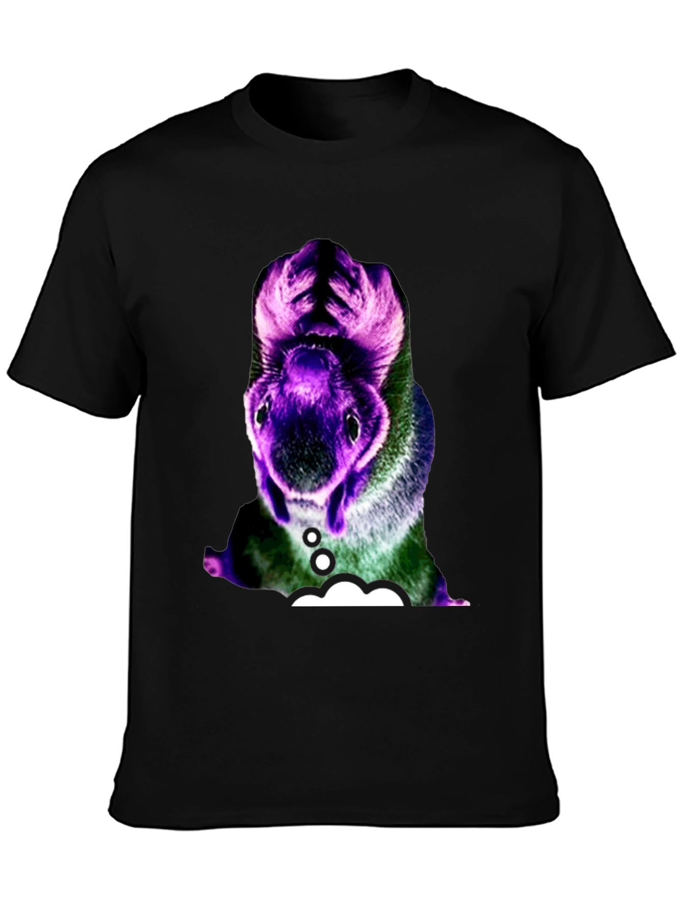 Black Surreal Squirrel Graphic Tee - Black Cotton T-Shirt view 3