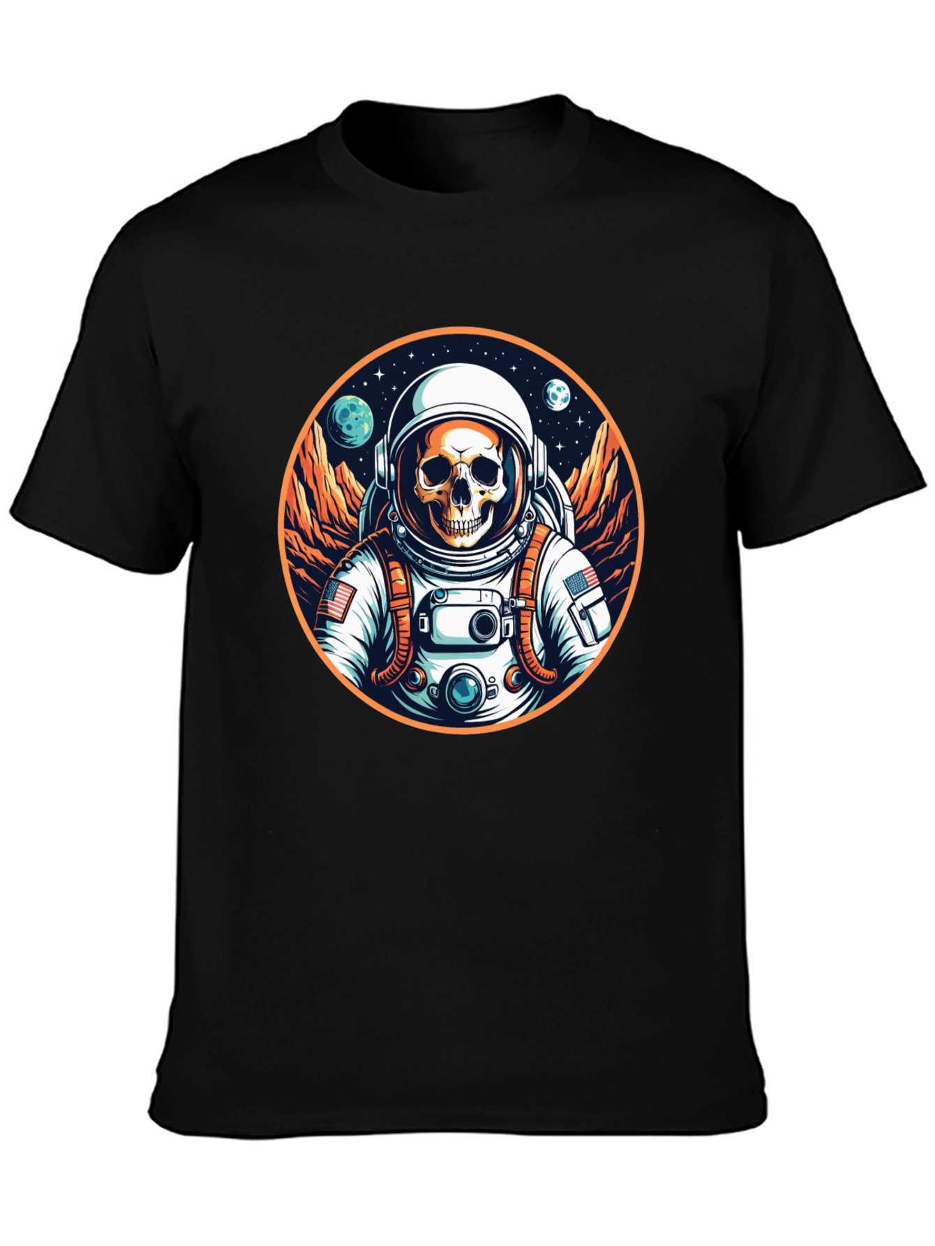 Black Skull Astronaut Graphic Tee - Outer Space Fashion view 3