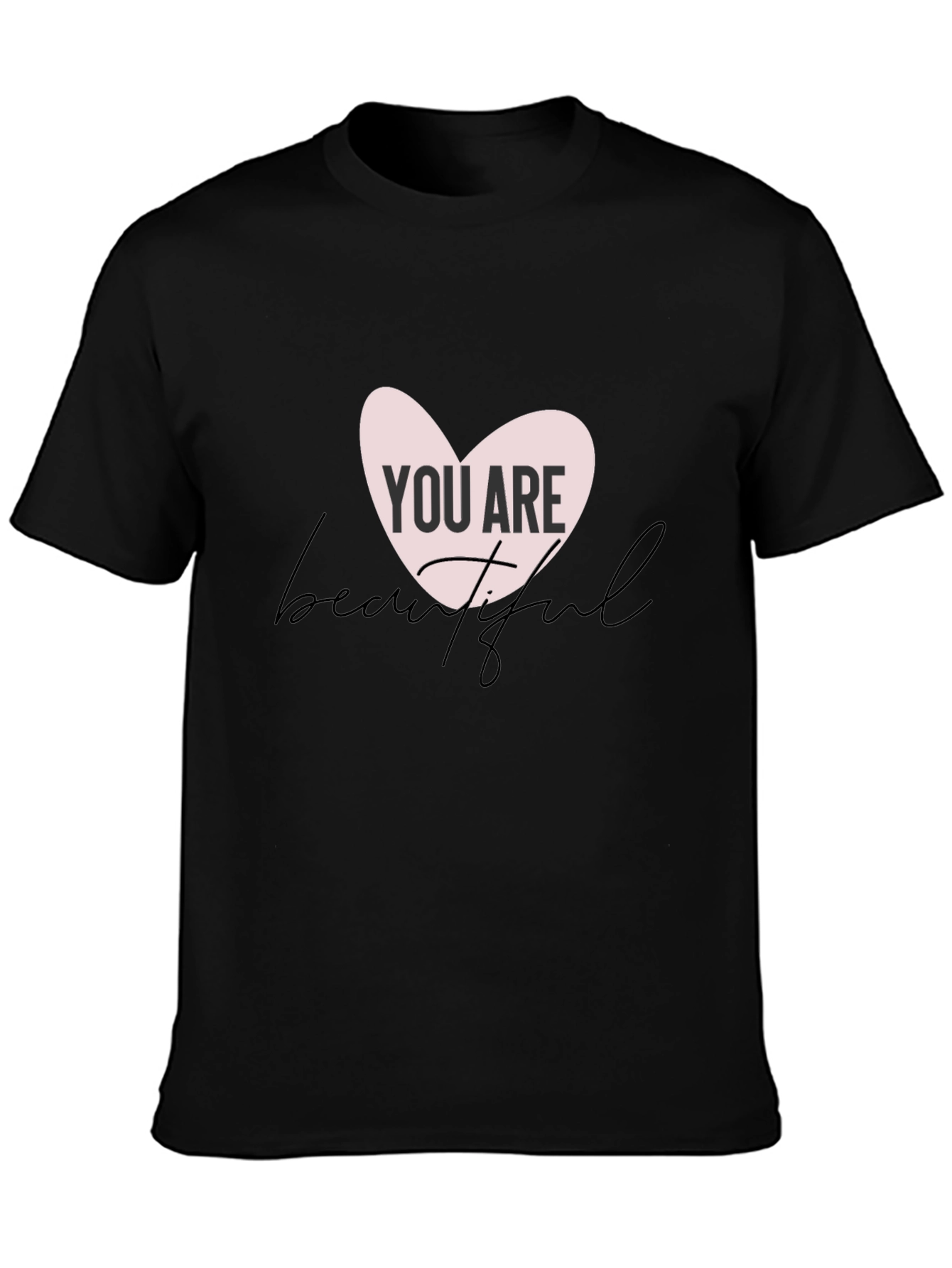 Black You Are Beautiful Graphic Tee - Black Cotton Blend view 3