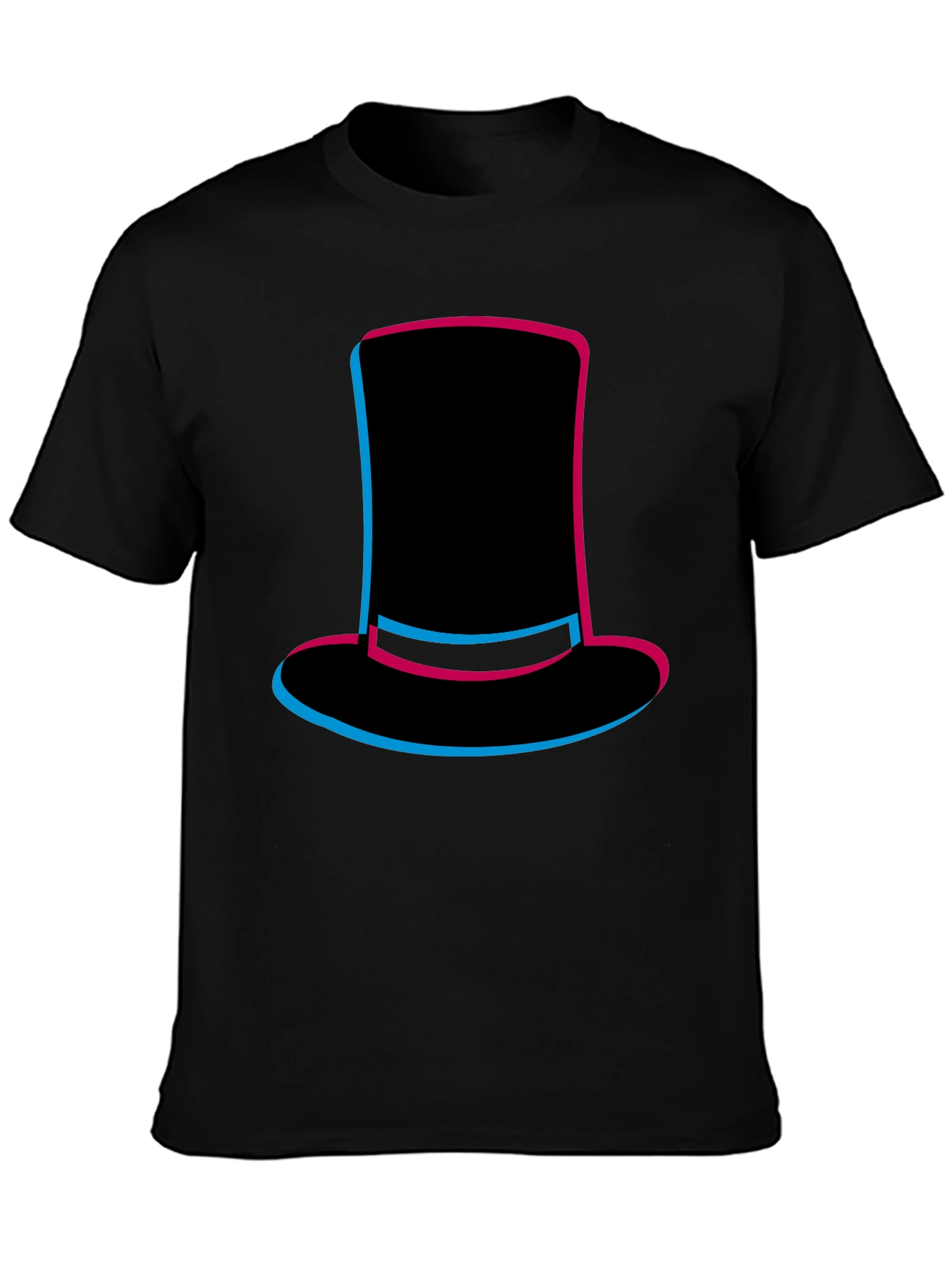 Black Top Hat Graphic Tee - Stylish Men's Black T-Shirt view 3