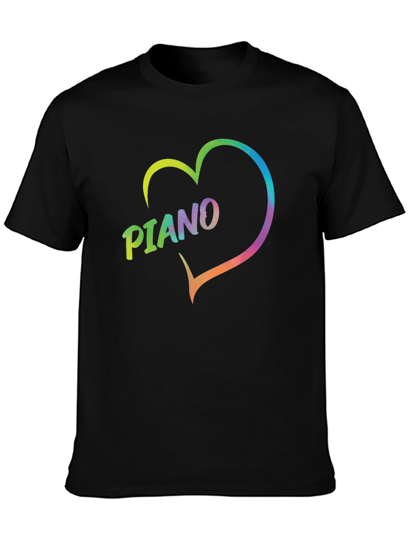 Black Rainbow Piano Heart Graphic T-Shirt - Black view 3