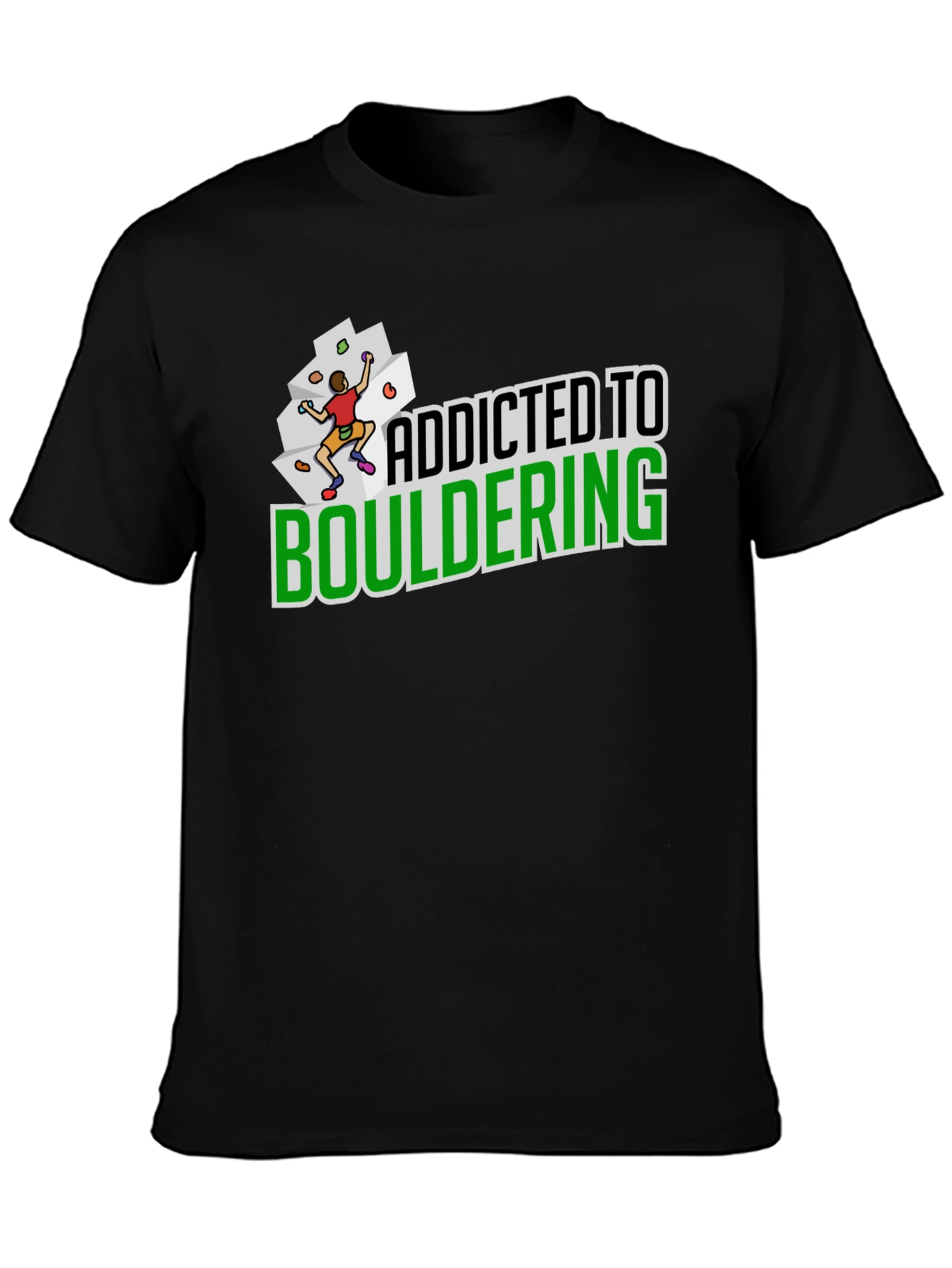 Black Addicted to Bouldering Black Graphic Tee view 3
