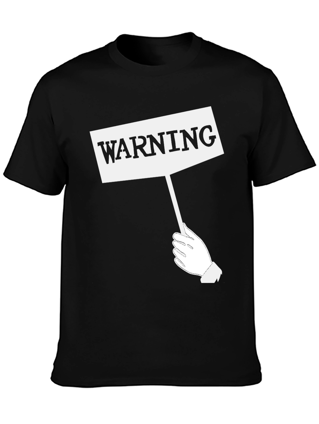 Black Warning Sign Graphic Tee - Funny Novelty T-Shirt view 3