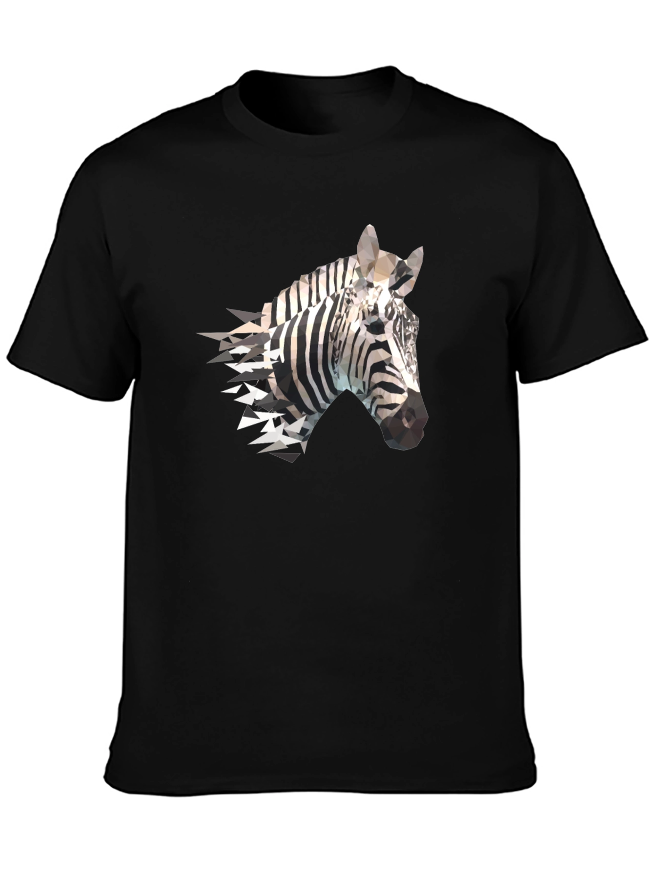 Black Geometric Zebra Print Black T-Shirt view 3