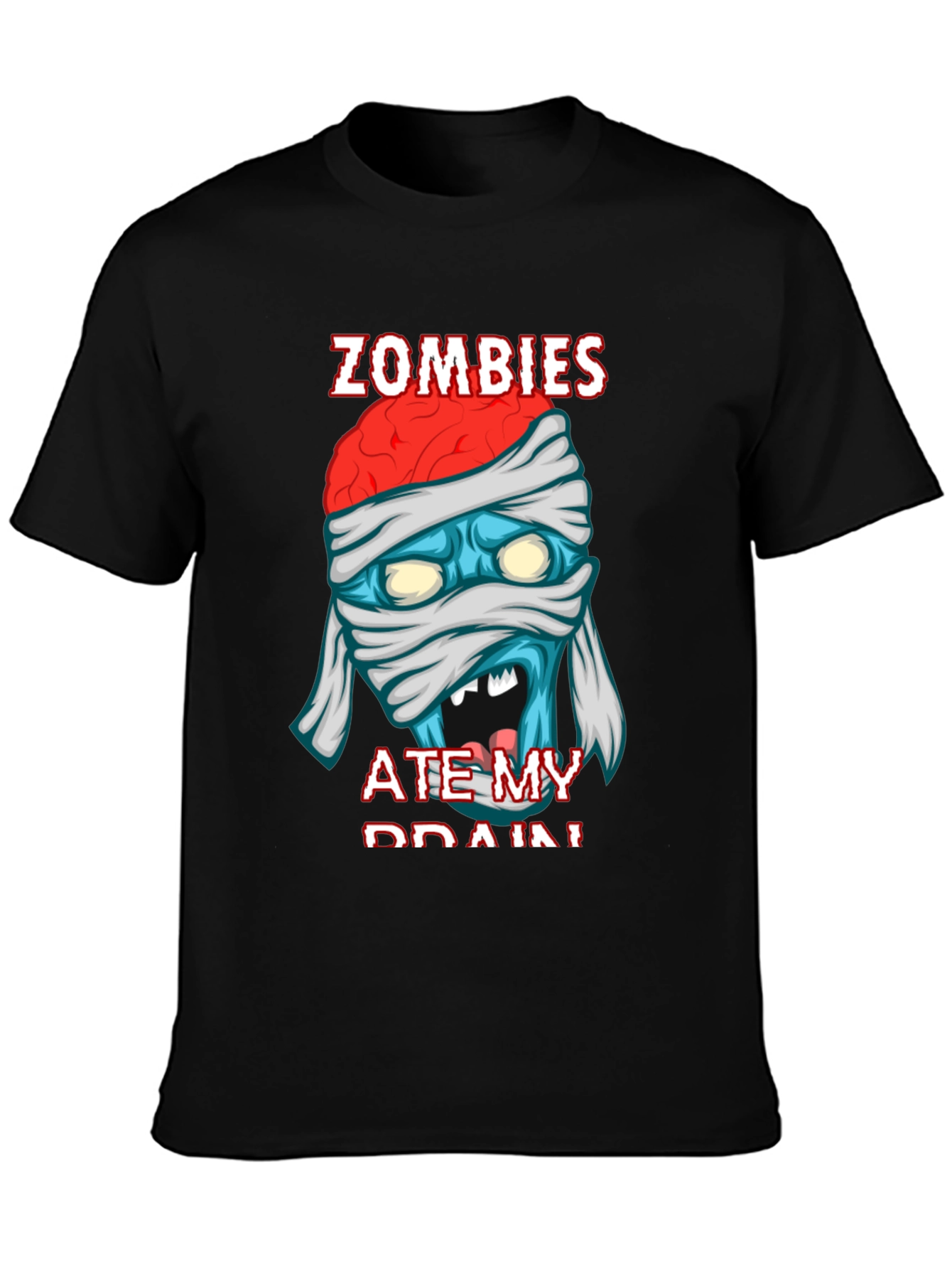 Black Zombies Ate My Brain Funny Graphic T-Shirt view 3