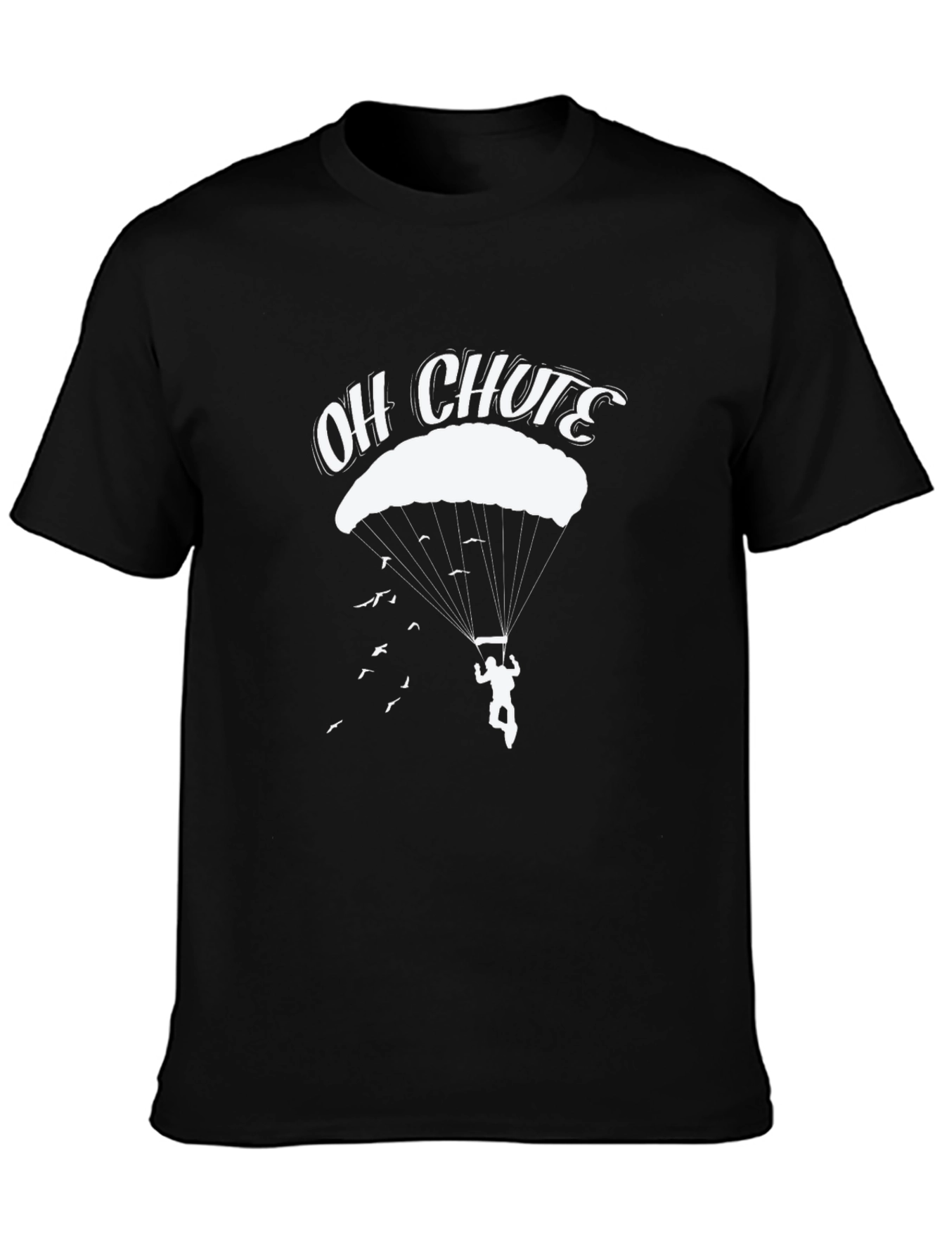 Black Oh Chute! Parachute T-Shirt view 3