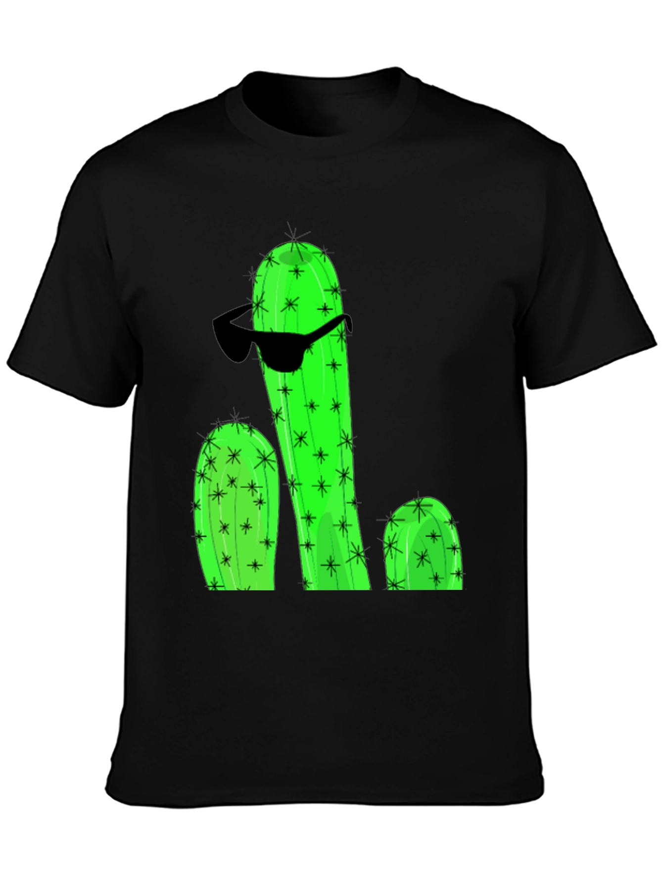 Black Cool Cactus Graphic T-Shirt view 3