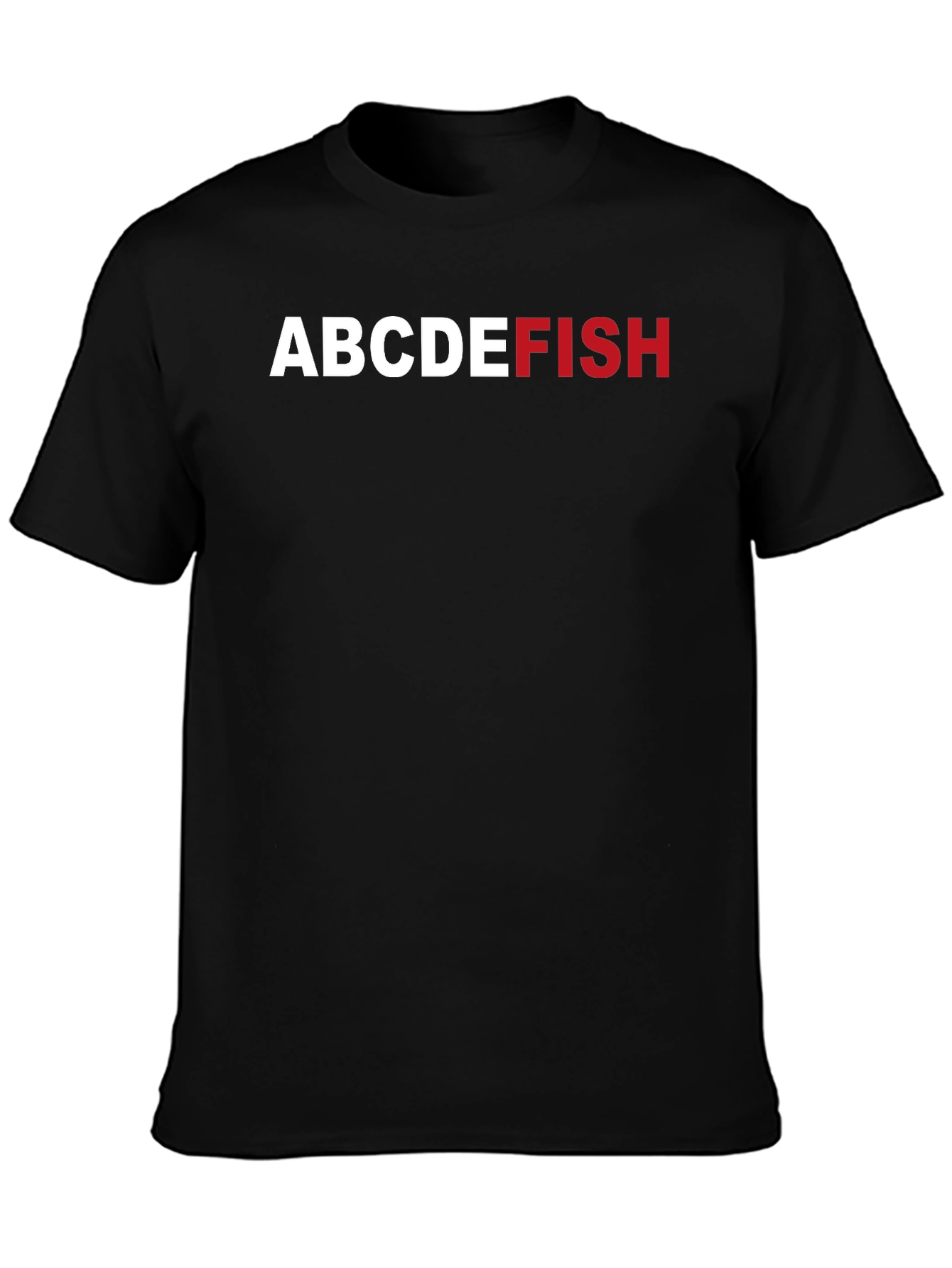 Black ABCDEFISH Graphic Tee - Funny Alphabet Pun Shirt view 3