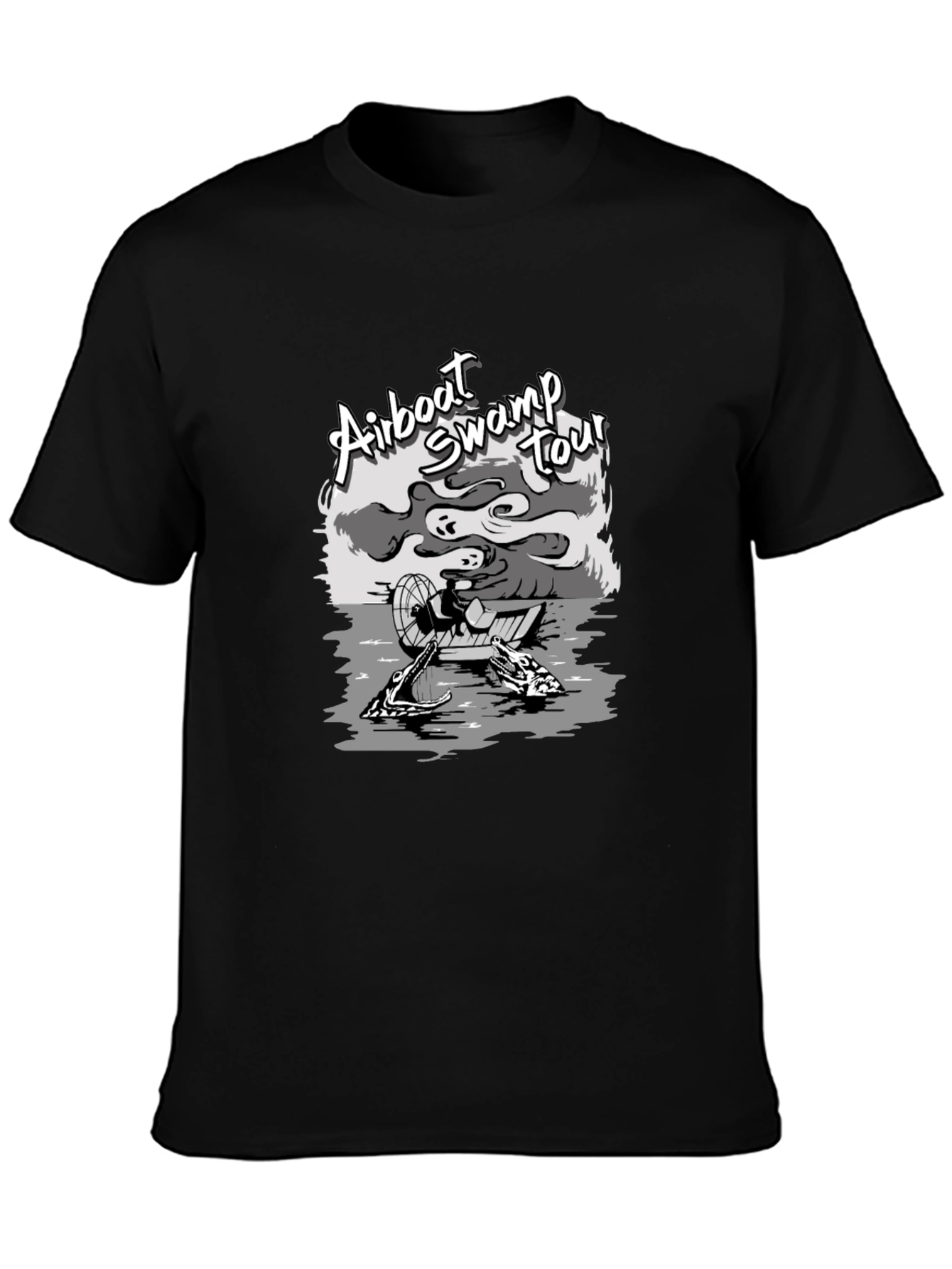 Black Airboat Swamp Tour Graphic Tee - Black view 3