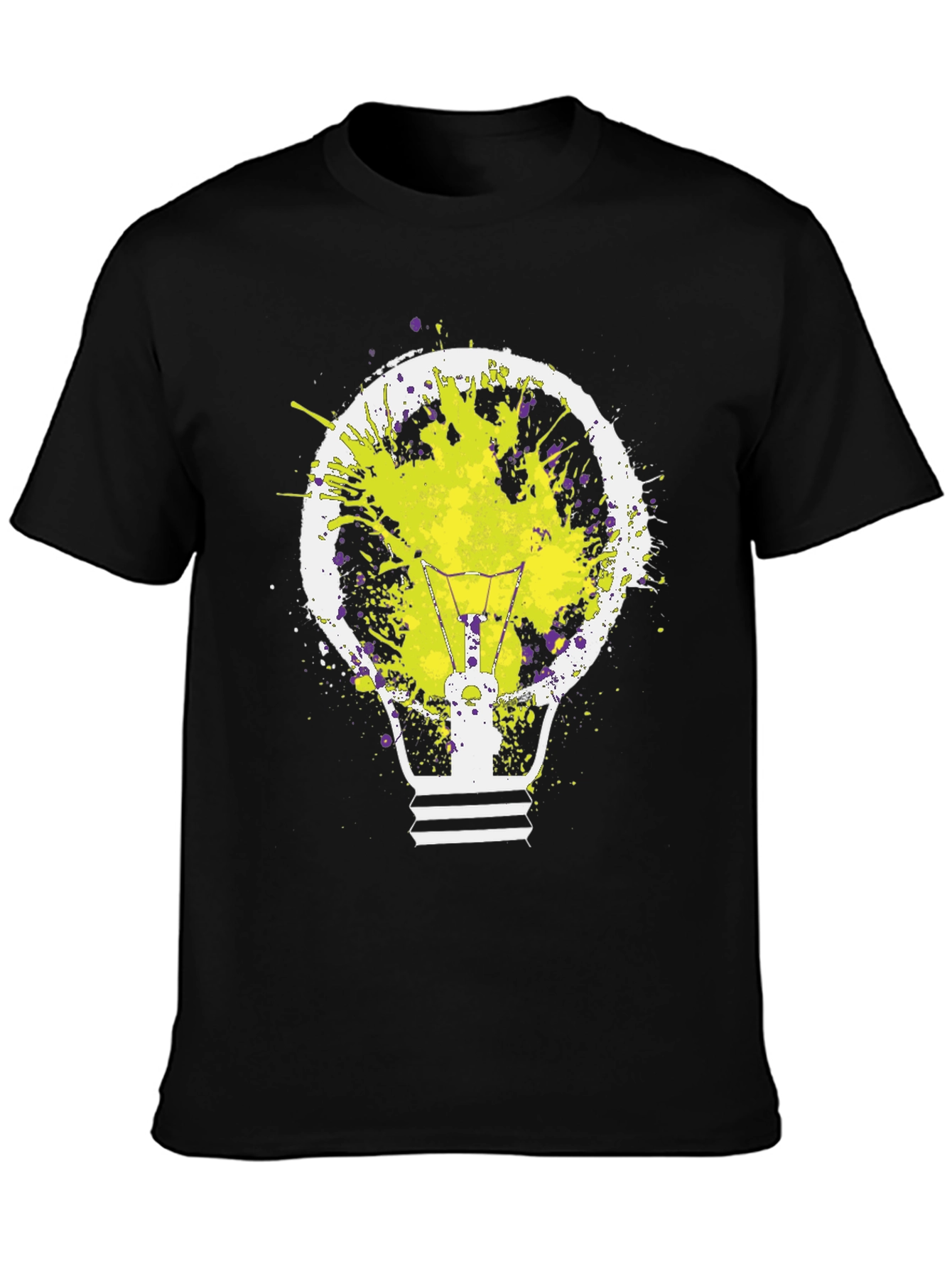 Black Idea Bulb Splatter Graphic Tee - Men's Black T-Shirt view 3