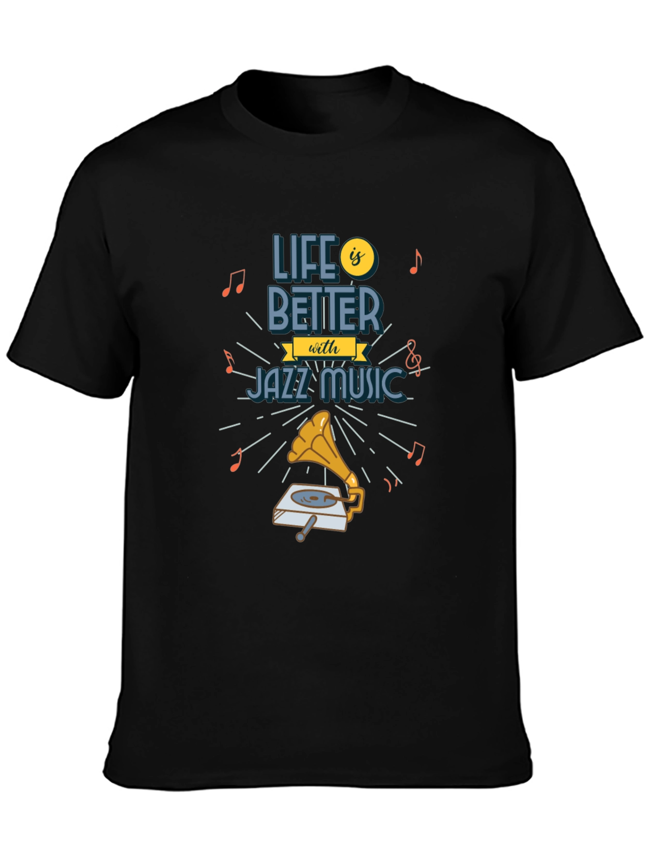 Black Life is Better With Jazz Music Graphic T-Shirt view 3