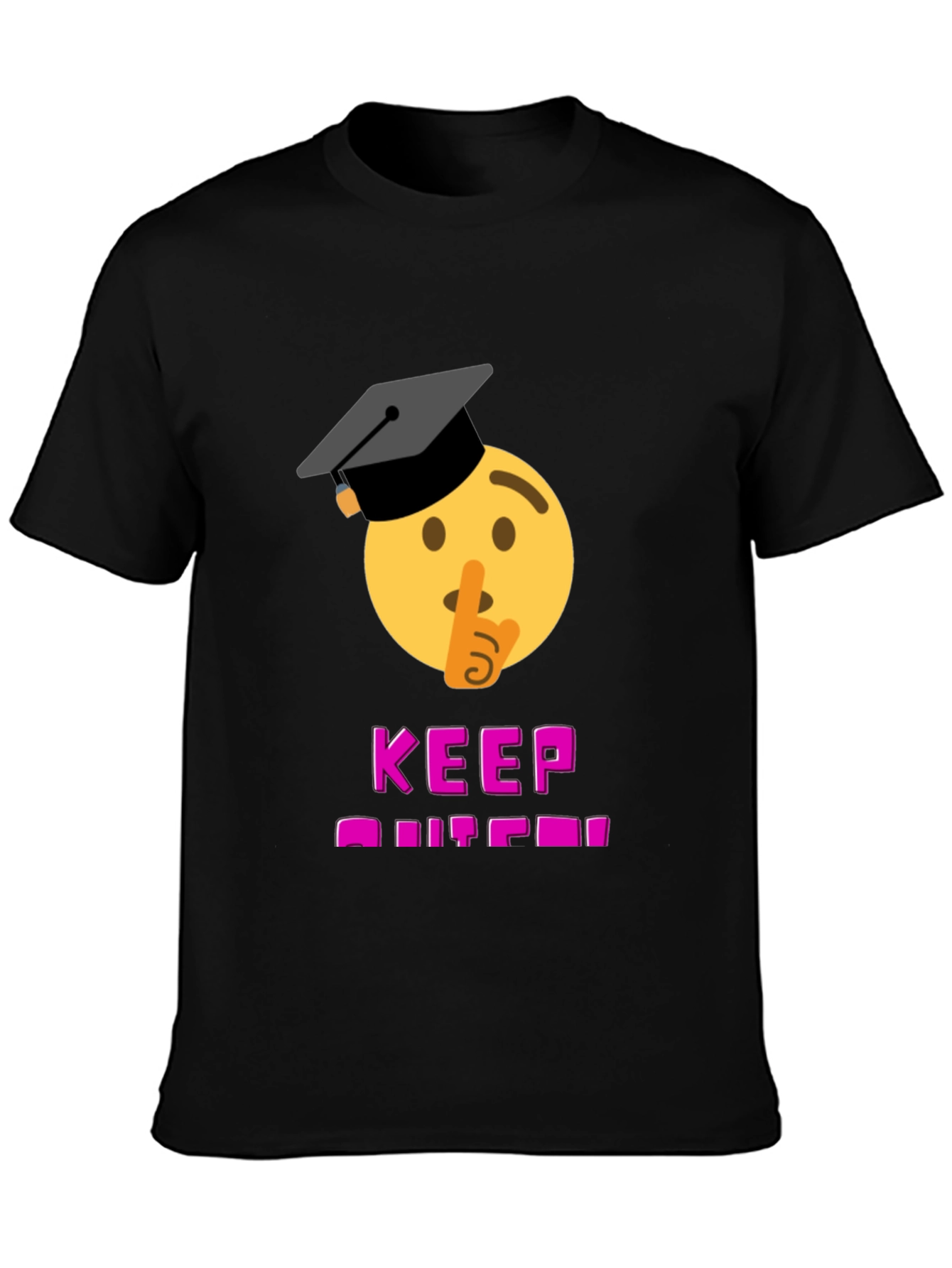 Black Keep Quiet Graduate Emoji T-Shirt - Black view 3
