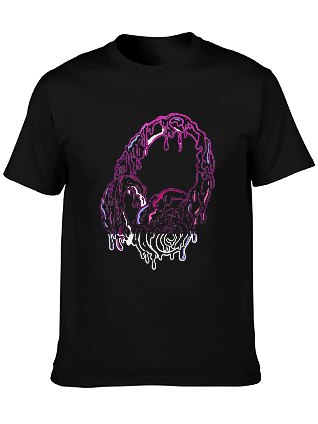 Black Melting Headphones Graphic Tee - Black Cotton Blend view 3