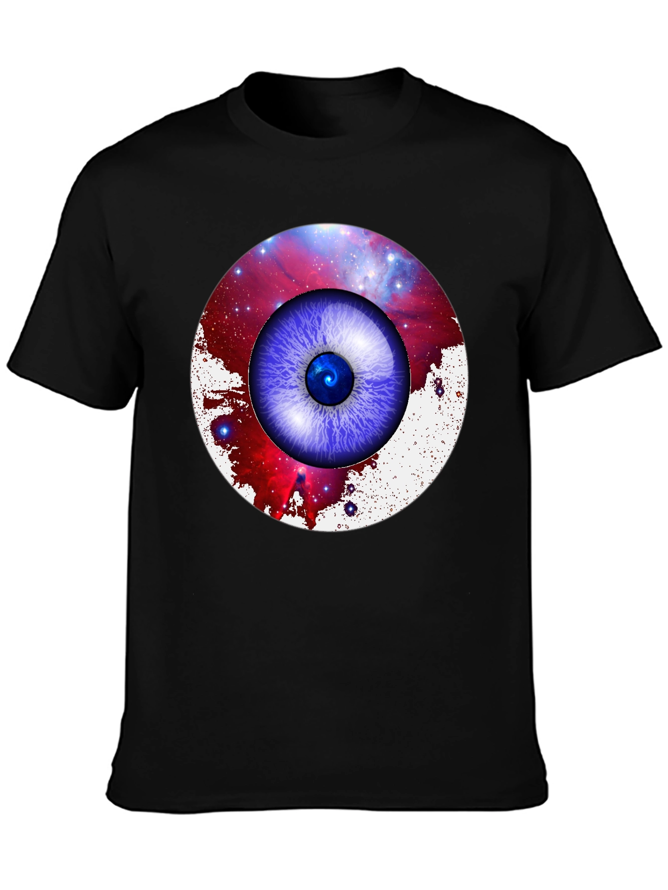 Black Galaxy Eye Graphic Print Crew Neck T-Shirt view 3