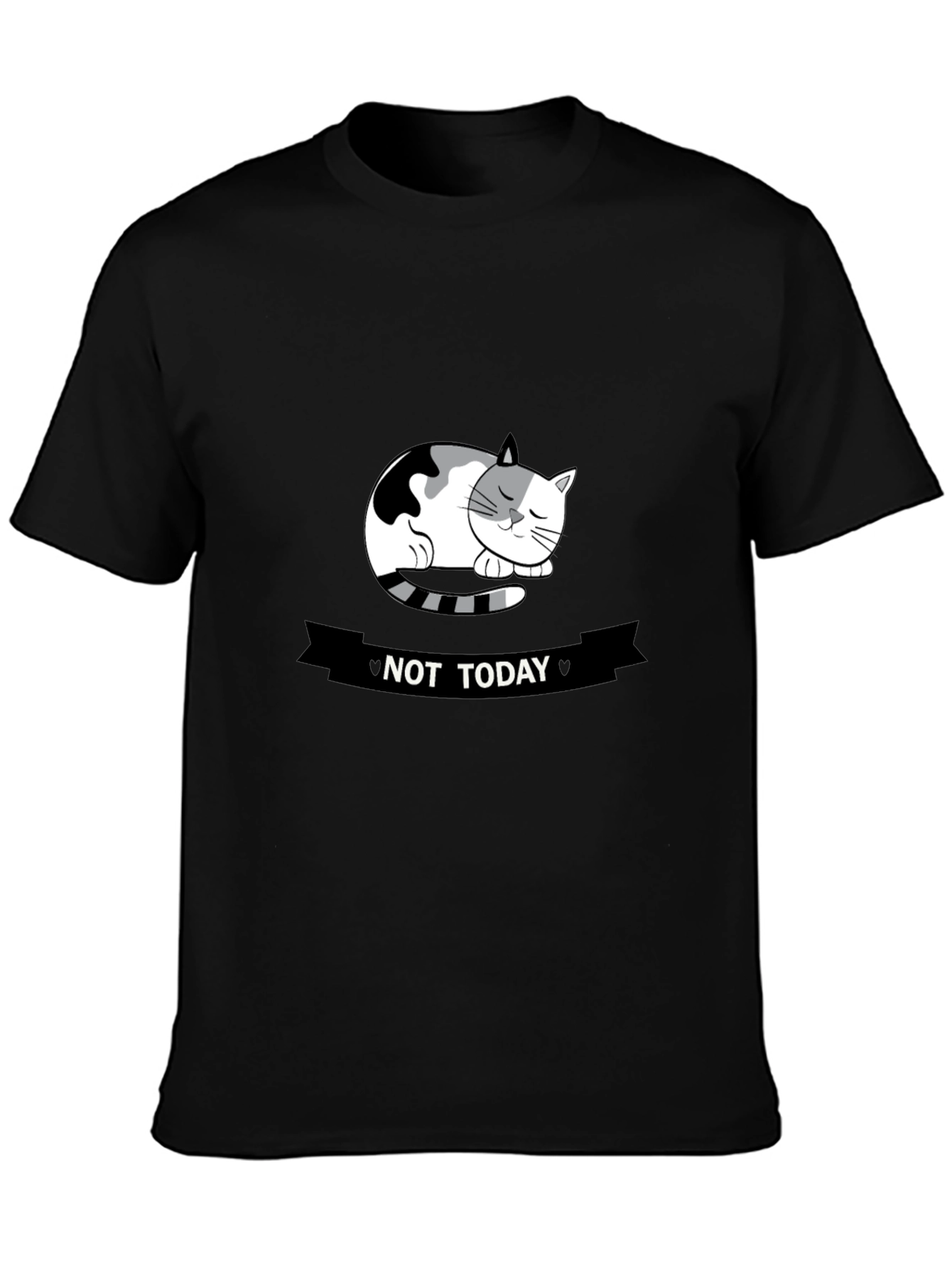 Black Not Today Cat Graphic Tee - Black view 3