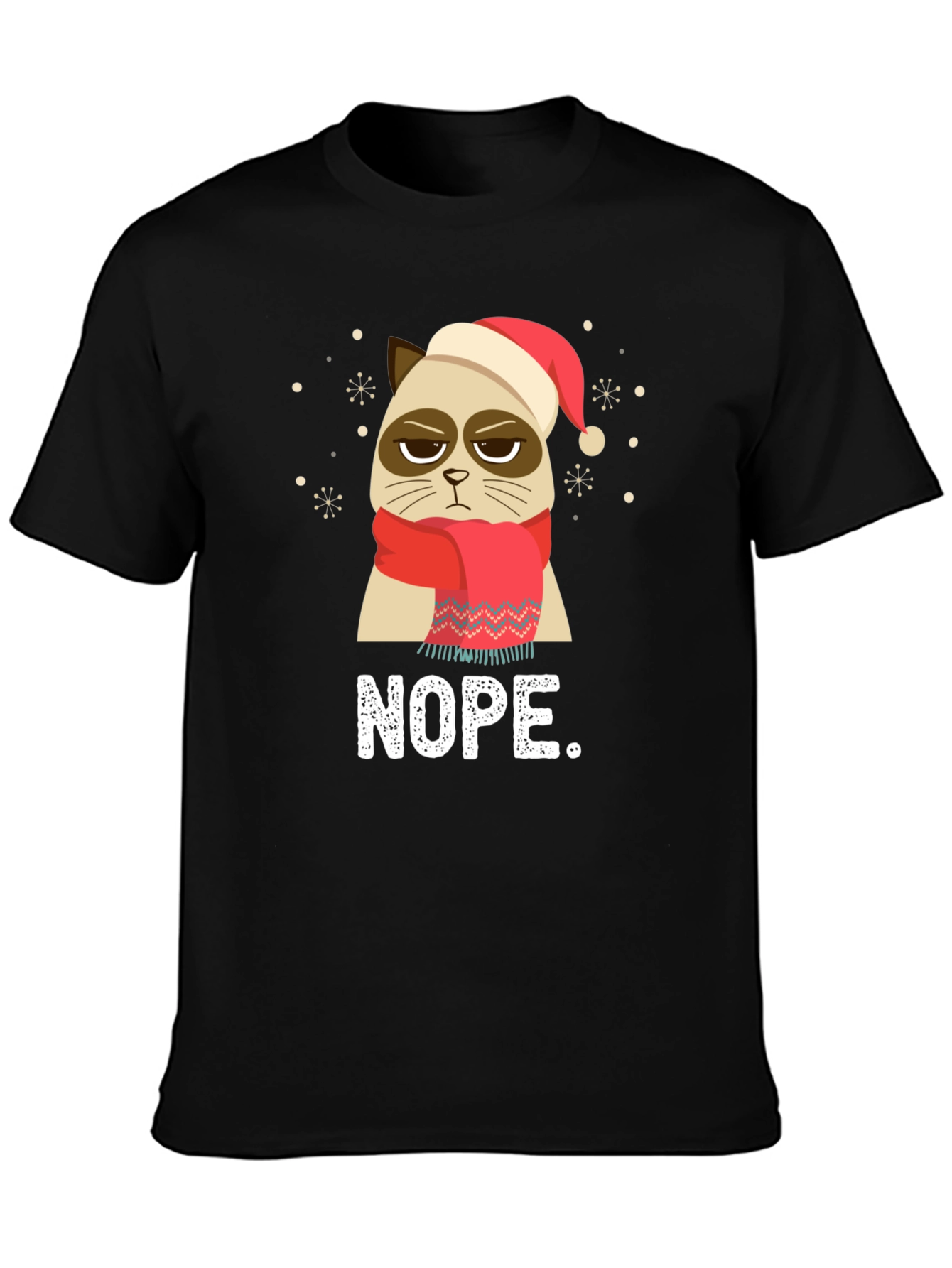 Black Grumpy Cat NOPE Christmas T-Shirt view 3