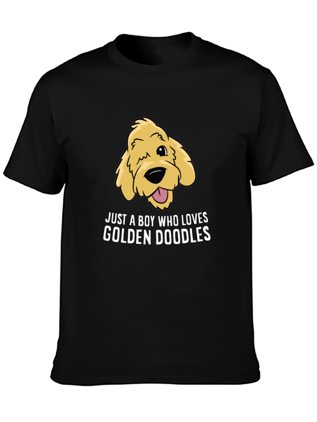 Black Golden Doodle Lover T-Shirt, Boy's Cute Dog Tee view 3