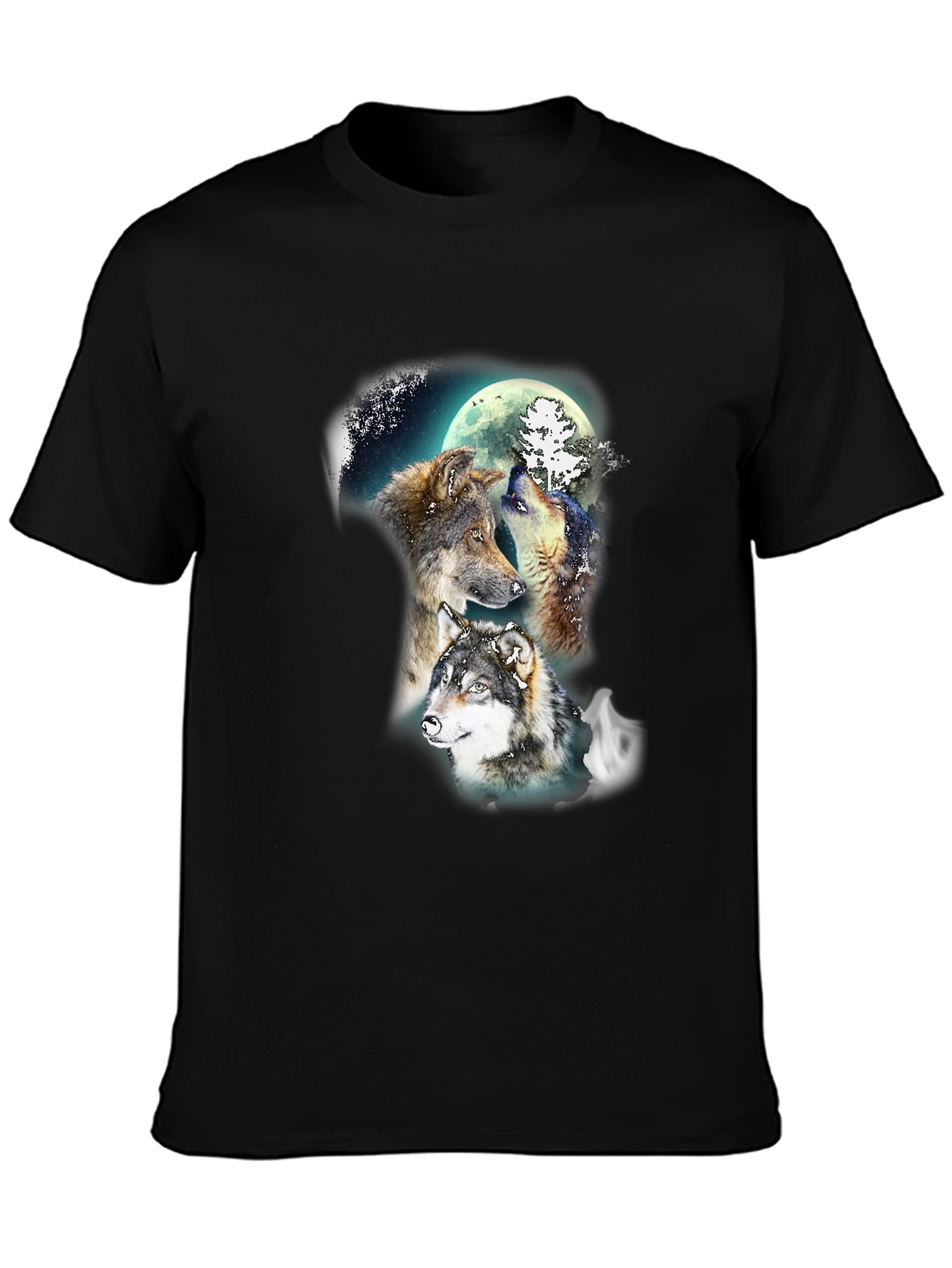 Black Wolf Moon T-Shirt - Men's Graphic Tee view 3