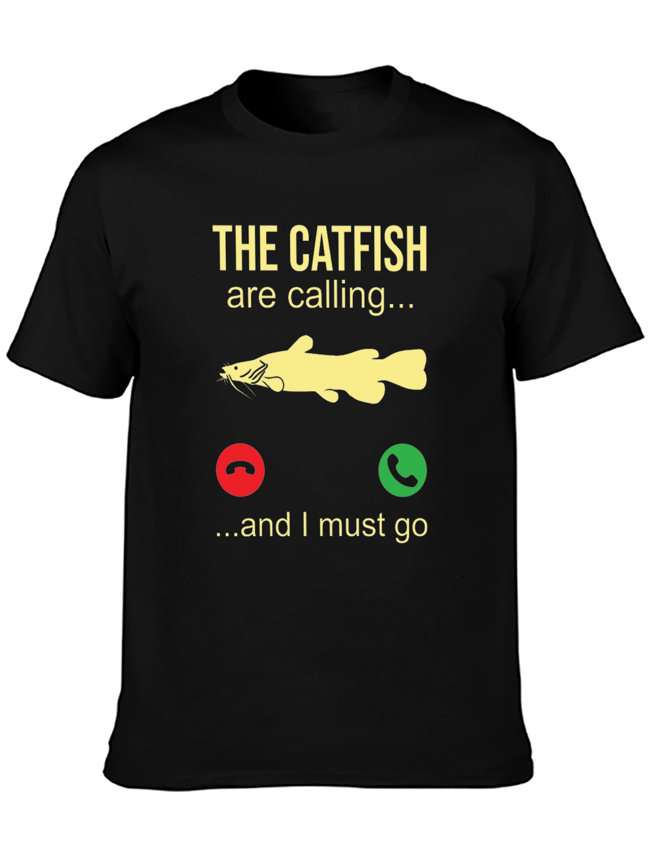 Black Catfish Calling T-Shirt - Fishing Humor Tee view 3