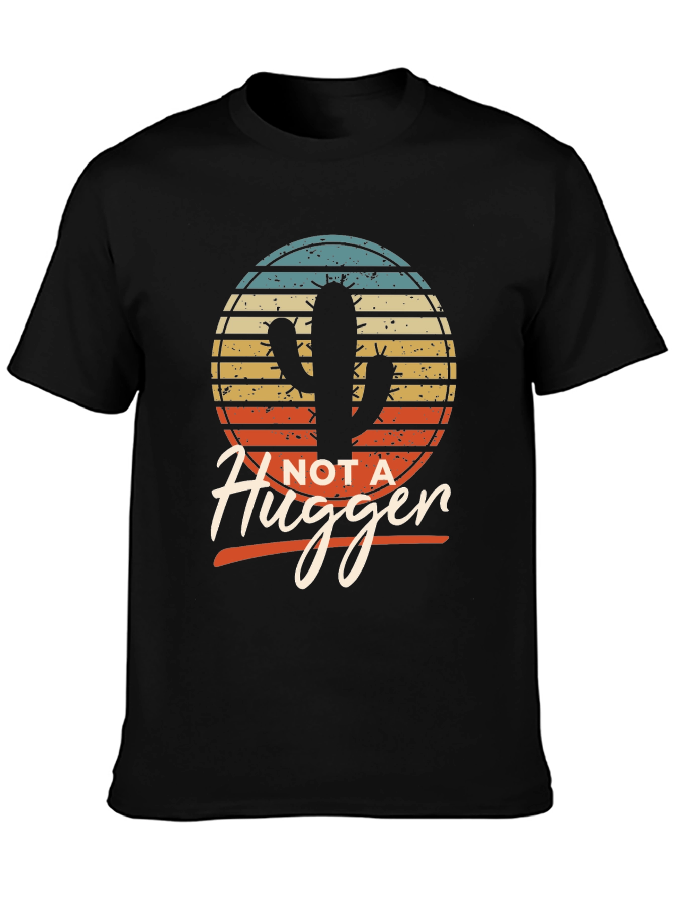 Black Not a Hugger Cactus T-Shirt - Funny Graphic Tee view 3