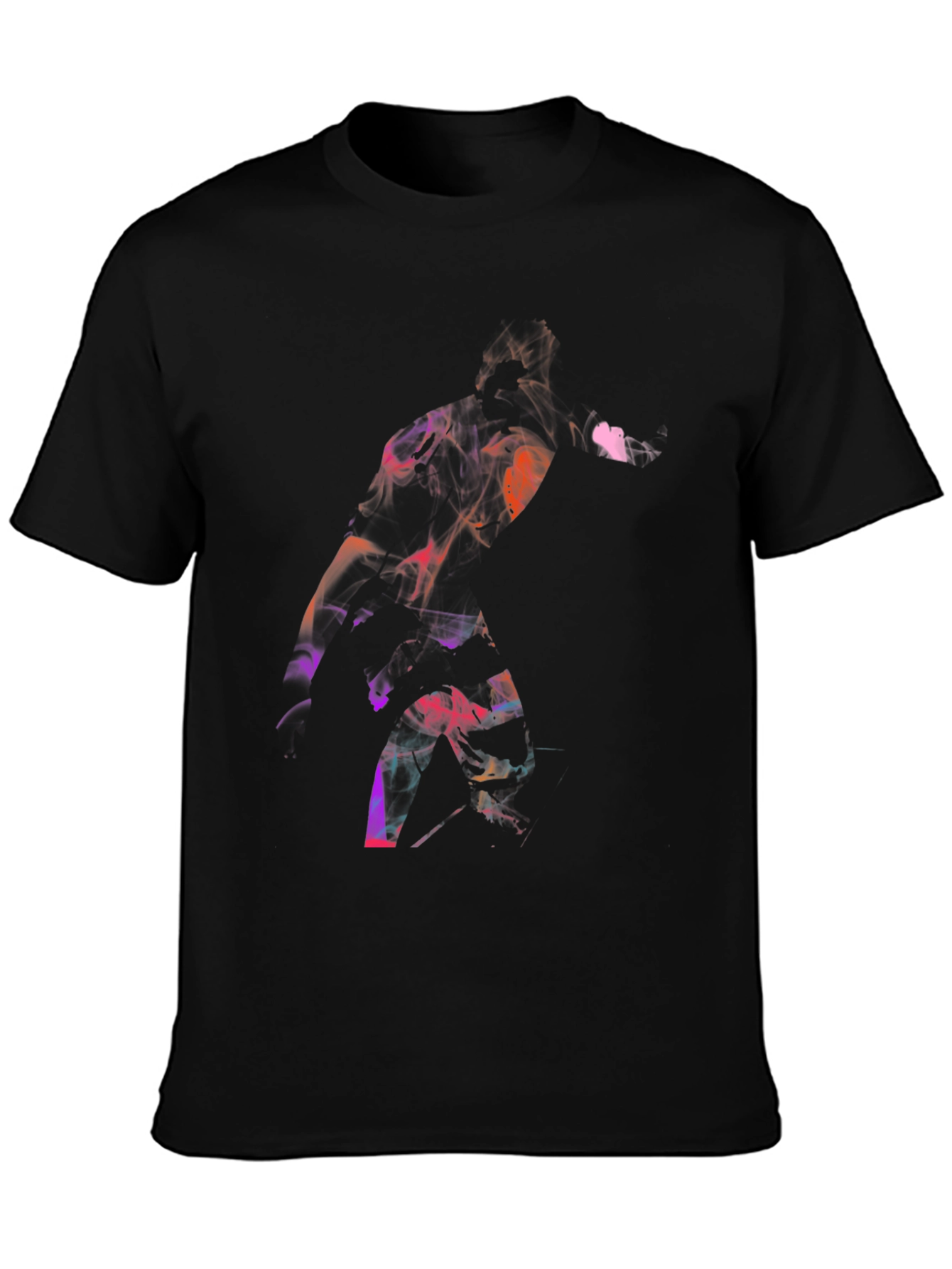 Black Abstract Smoke Graphic Black T-Shirt view 3