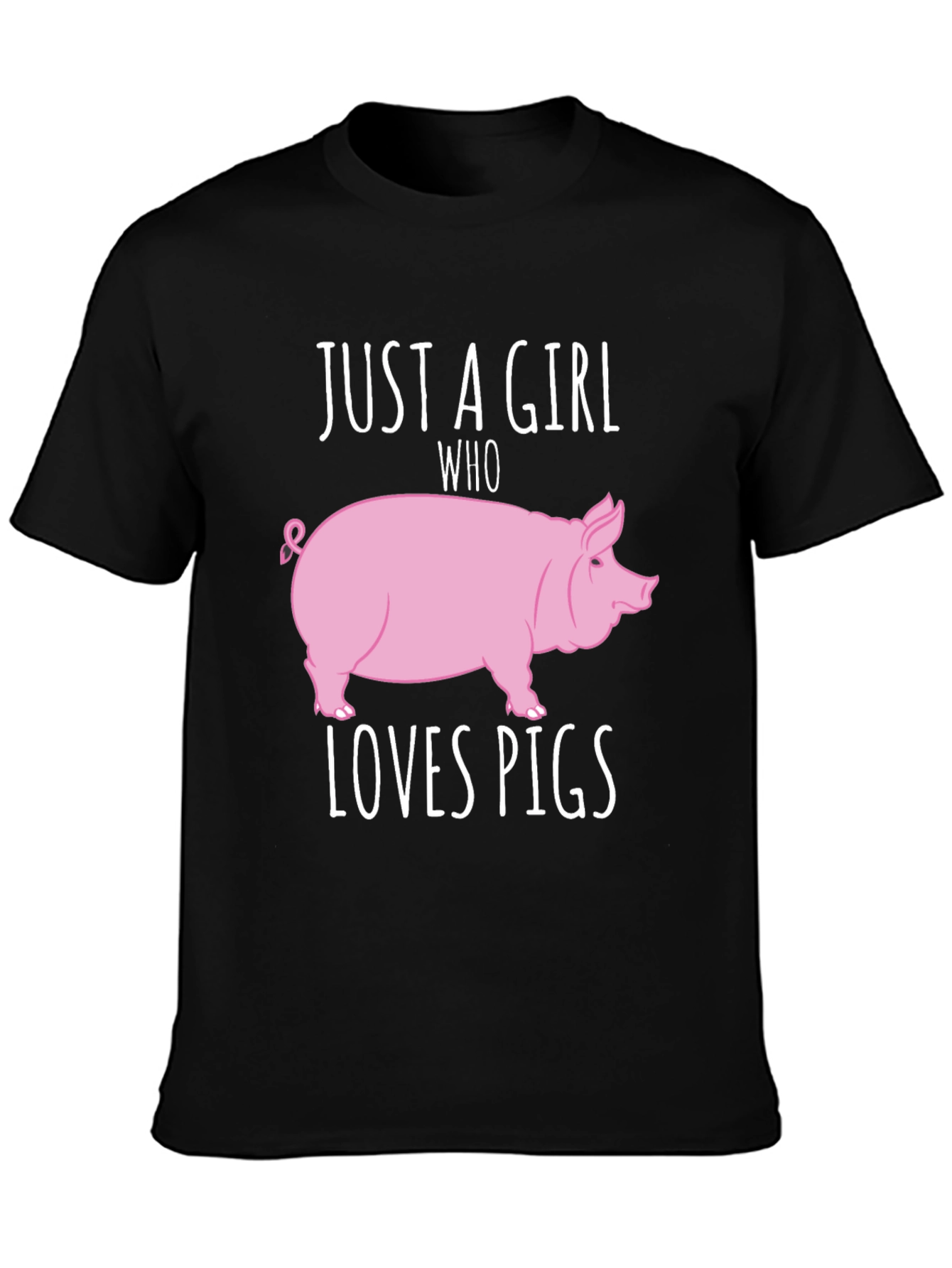 Black Just A Girl Who Loves Pigs T-Shirt view 3