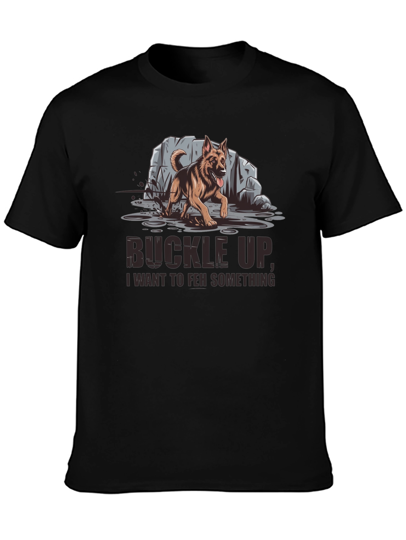 Black Buckle Up German Shepherd Graphic Tee view 3