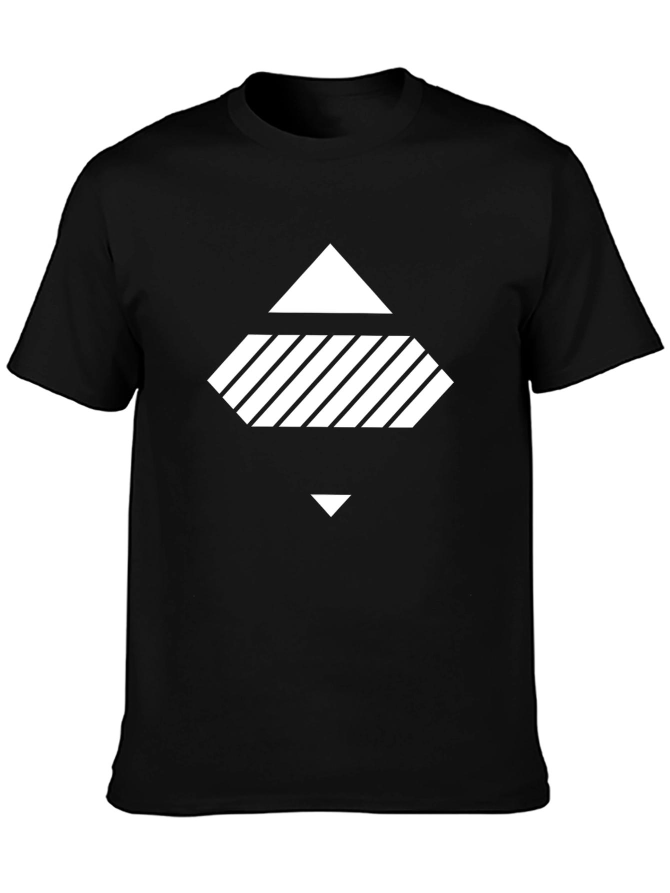 Black Geometric Graphic Black T-Shirt view 3