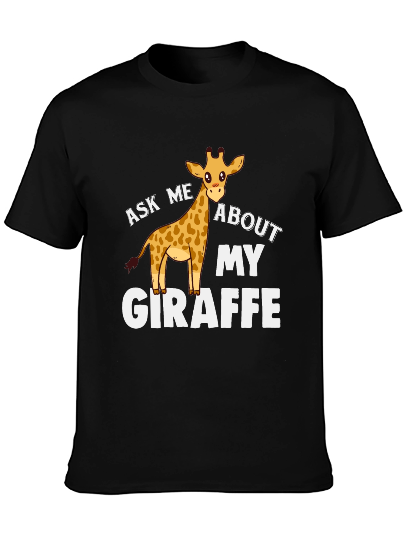 Black Ask Me About My Giraffe Graphic Tee view 3