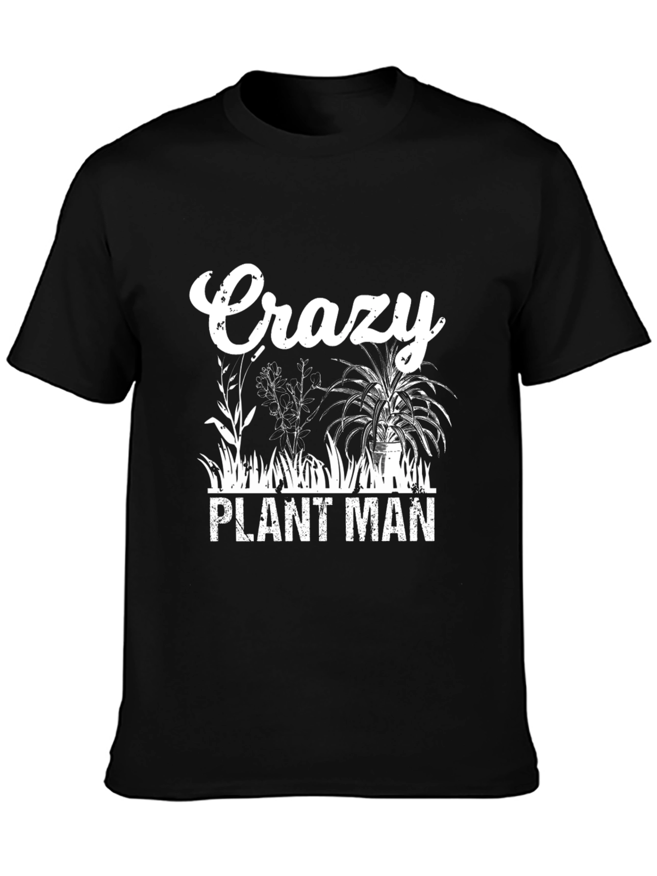 Black Crazy Plant Man Graphic Tee - Black view 3