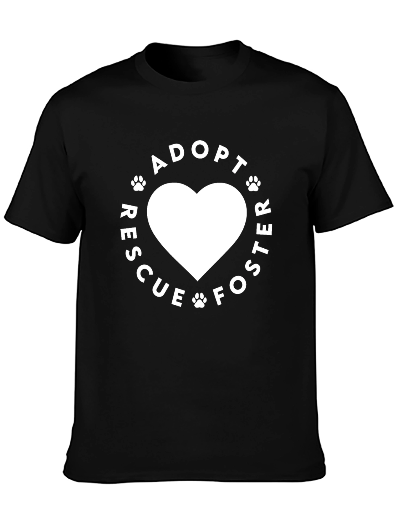 Black Adopt Rescue Foster Heart Tee - Black view 3
