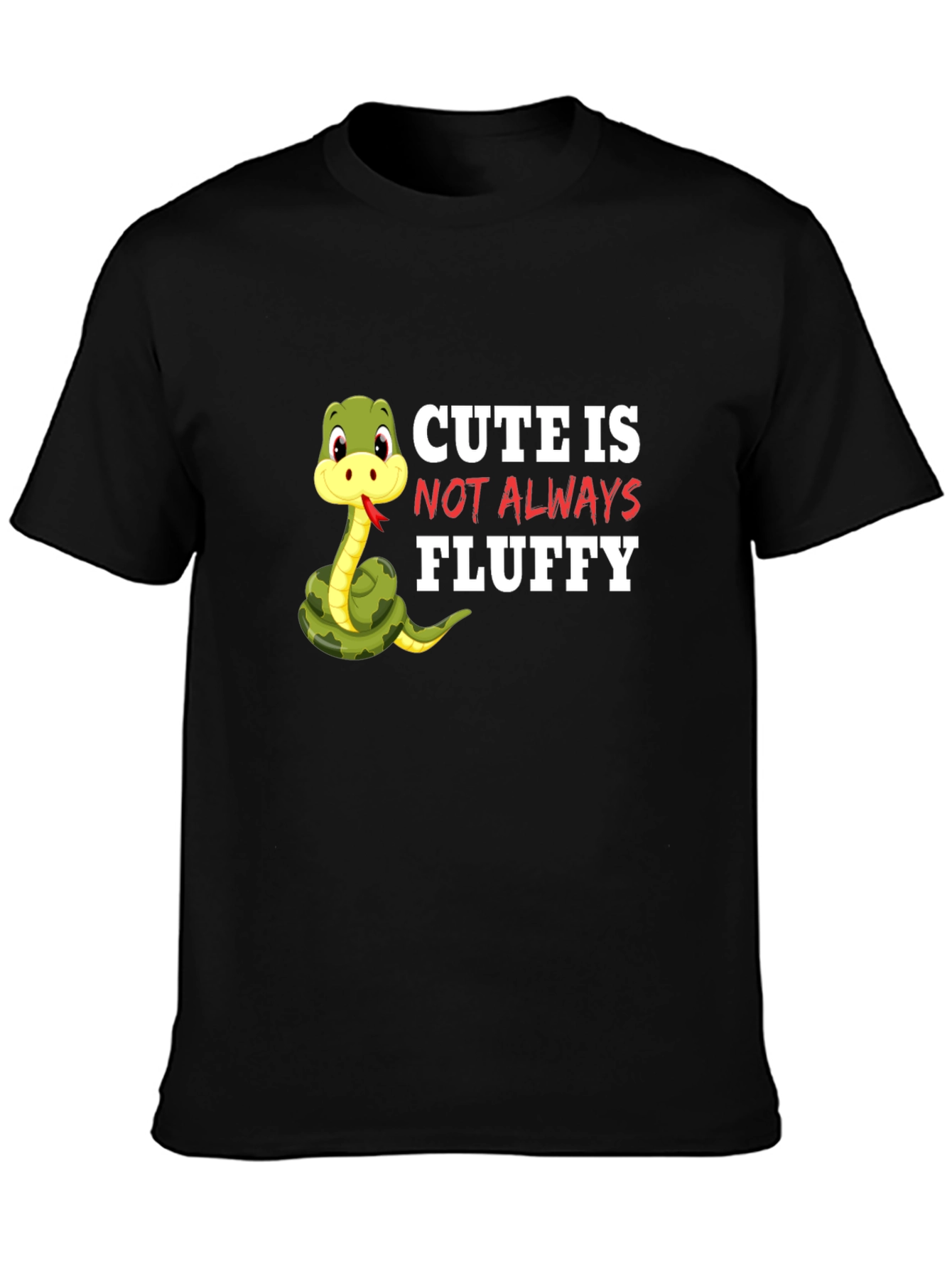 Black Cute Snake Graphic T-Shirt - Not Always Fluffy! view 3