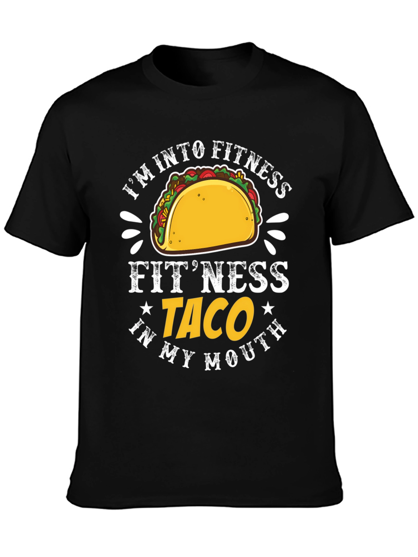 Black Fitness Taco Graphic T-Shirt - Humorous Tee view 3