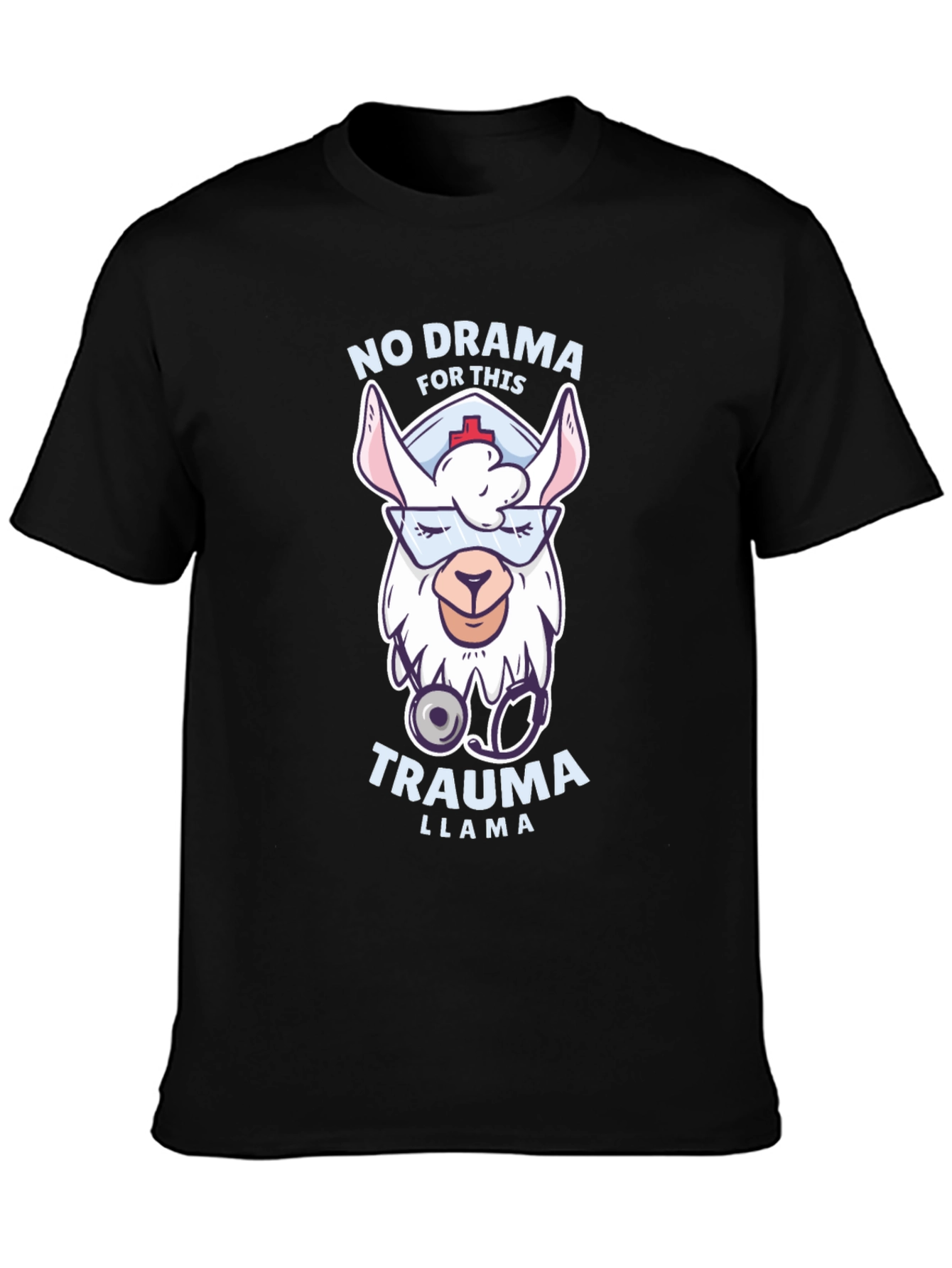 Black No Drama Trauma Llama T-Shirt view 3