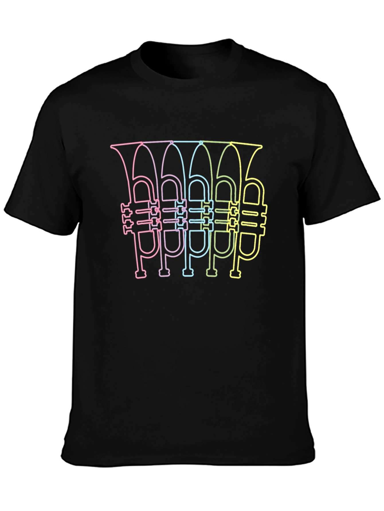 Neon Tuba Line Art Graphic T-Shirt - 3