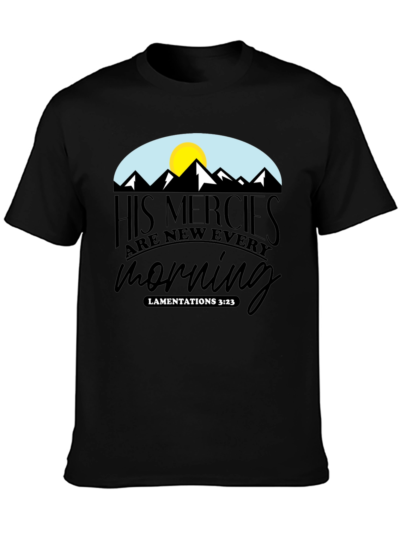 Black Faith-Based Graphic Tee - His Mercies Are New Every Morning view 3