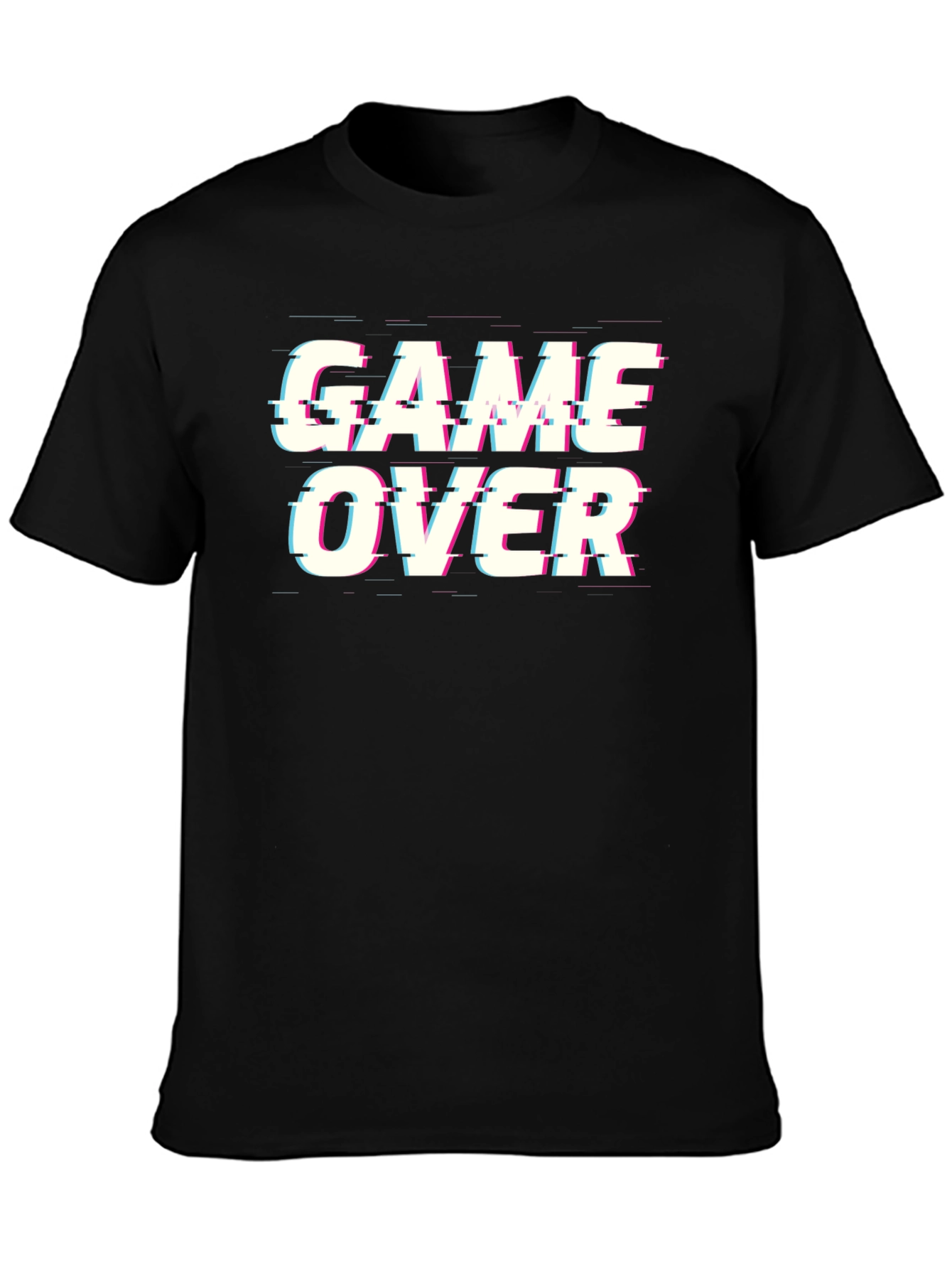 Black Game Over Glitch T-Shirt - Black Cotton Gamer Tee view 3