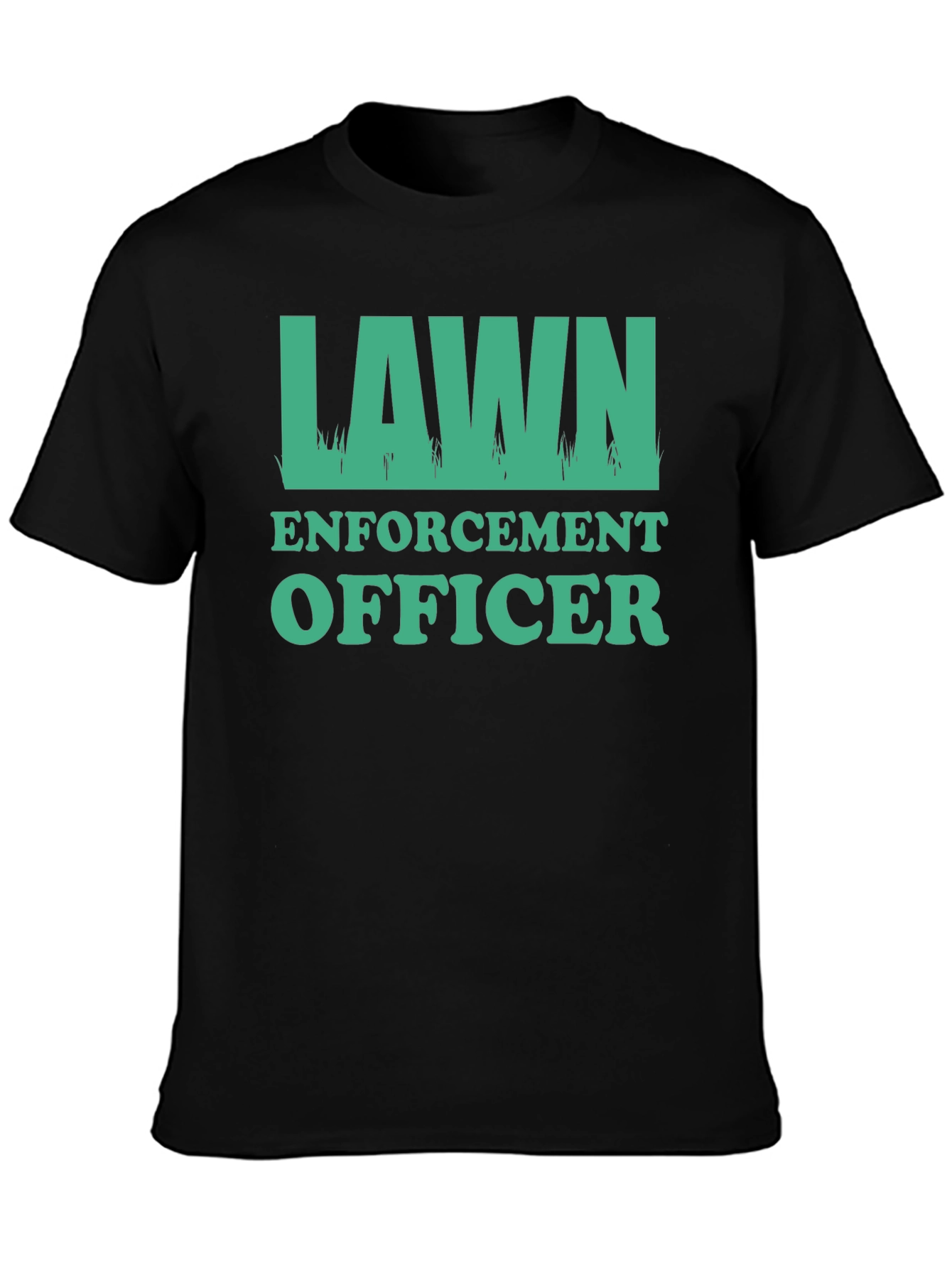 Black Lawn Enforcement Officer Graphic Tee - Black Cotton T-Shirt view 3