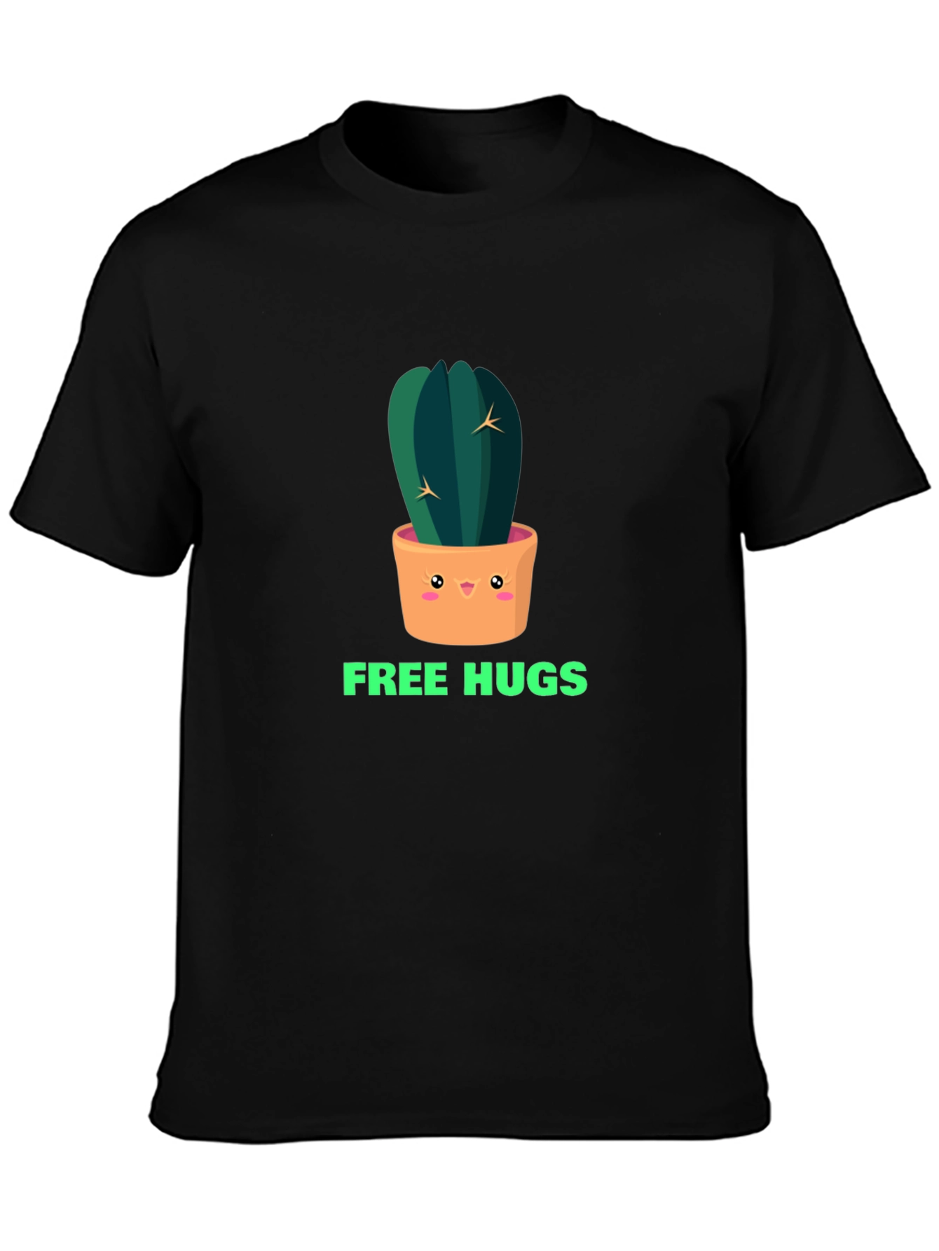 Black Cactus Free Hugs Graphic Tee - Trendy Unisex T-Shirt view 3
