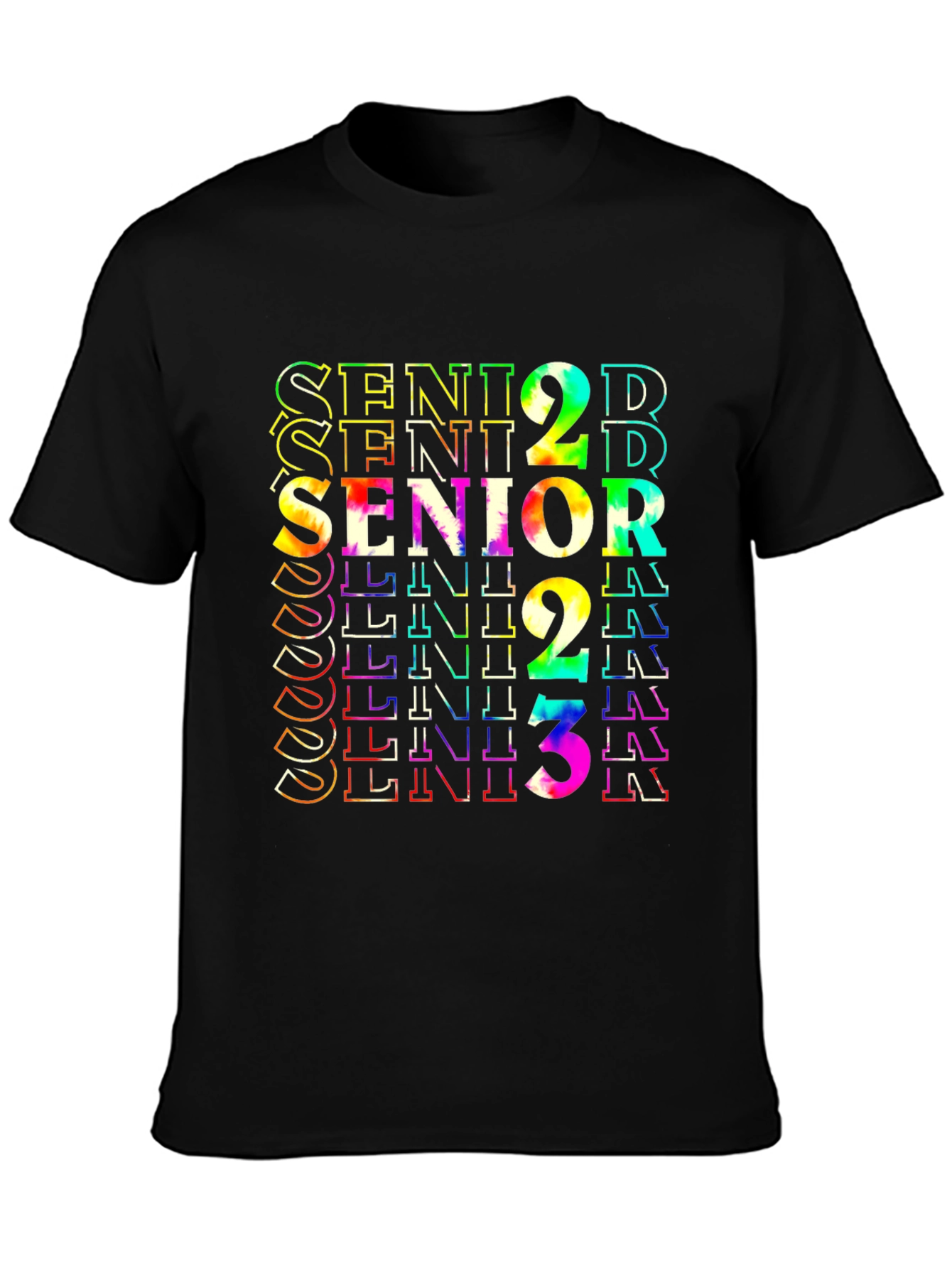 Black Senior 2023 Tie Dye Graphic Tee - Stylish Graduation Shirt view 3