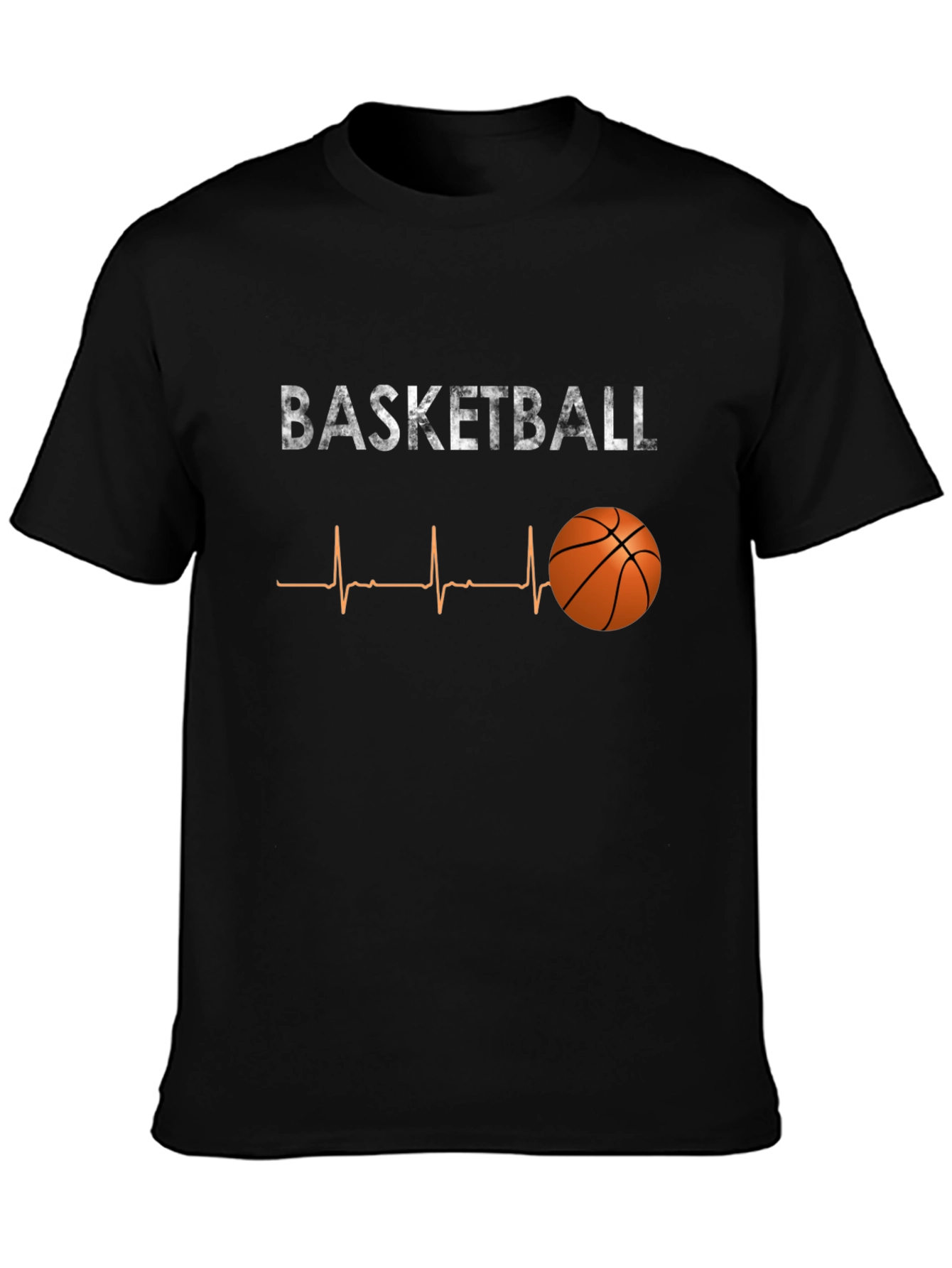 Black Basketball Heartbeat T-Shirt - Black Graphic Tee view 3