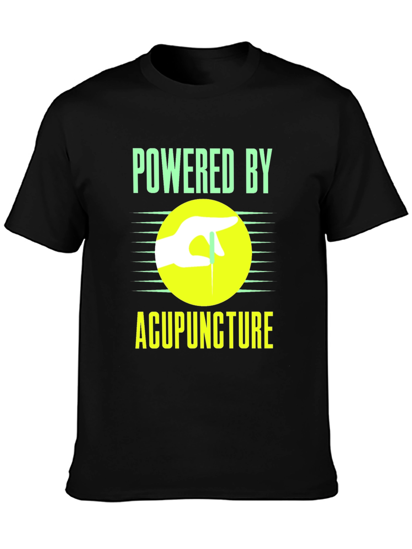 Black Powered By Acupuncture Graphic T-Shirt view 3