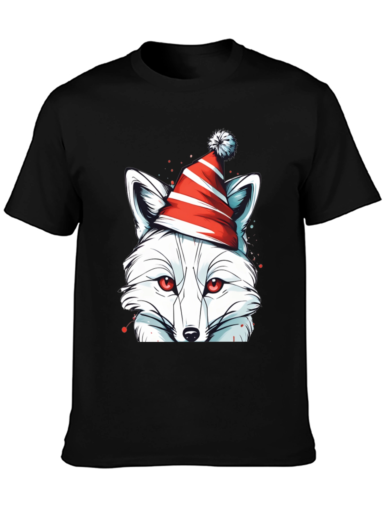 Black Festive Fox Tee - Holiday Graphic Shirt view 3
