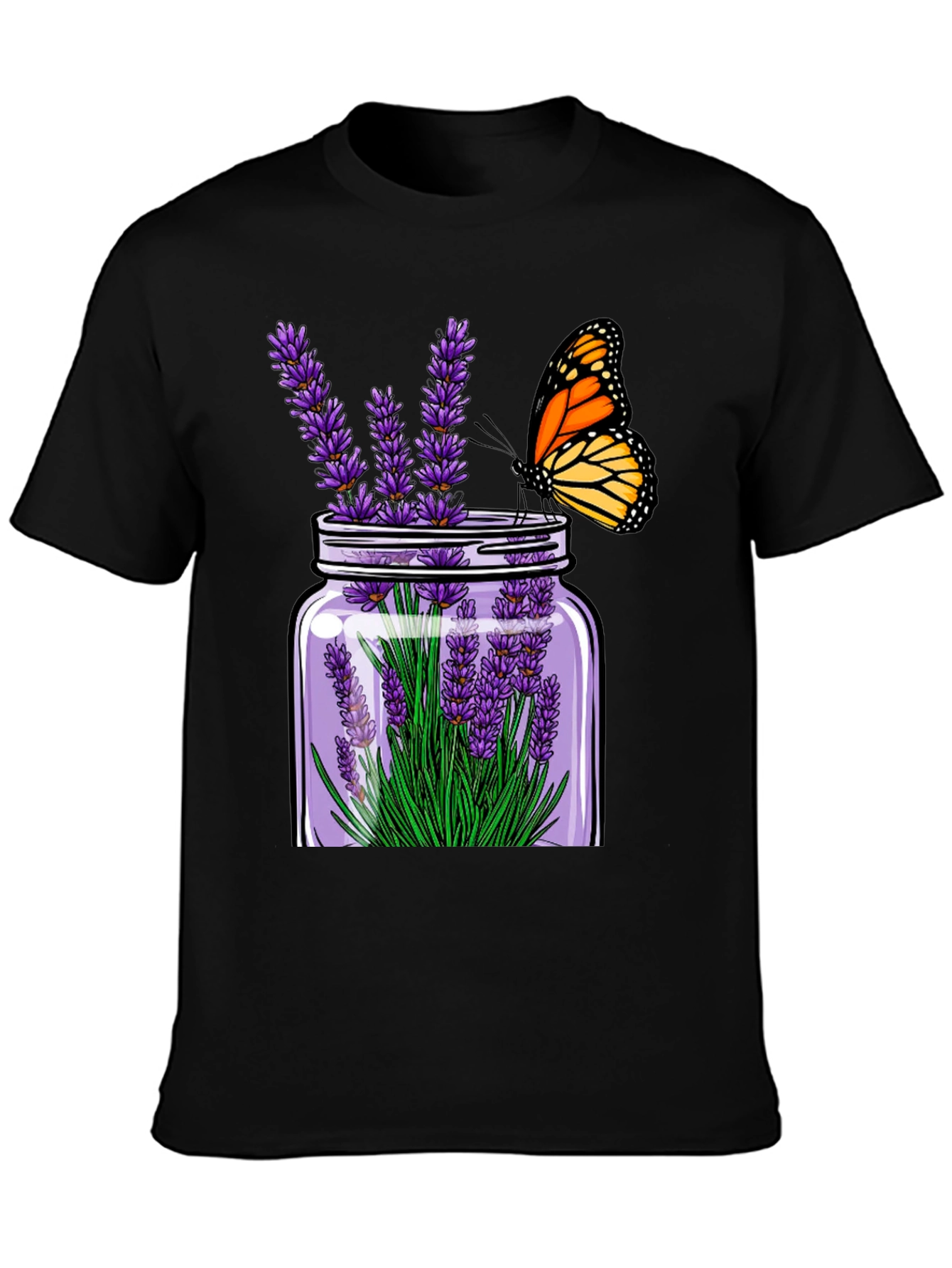 Black Lavender & Butterfly Graphic Tee view 3