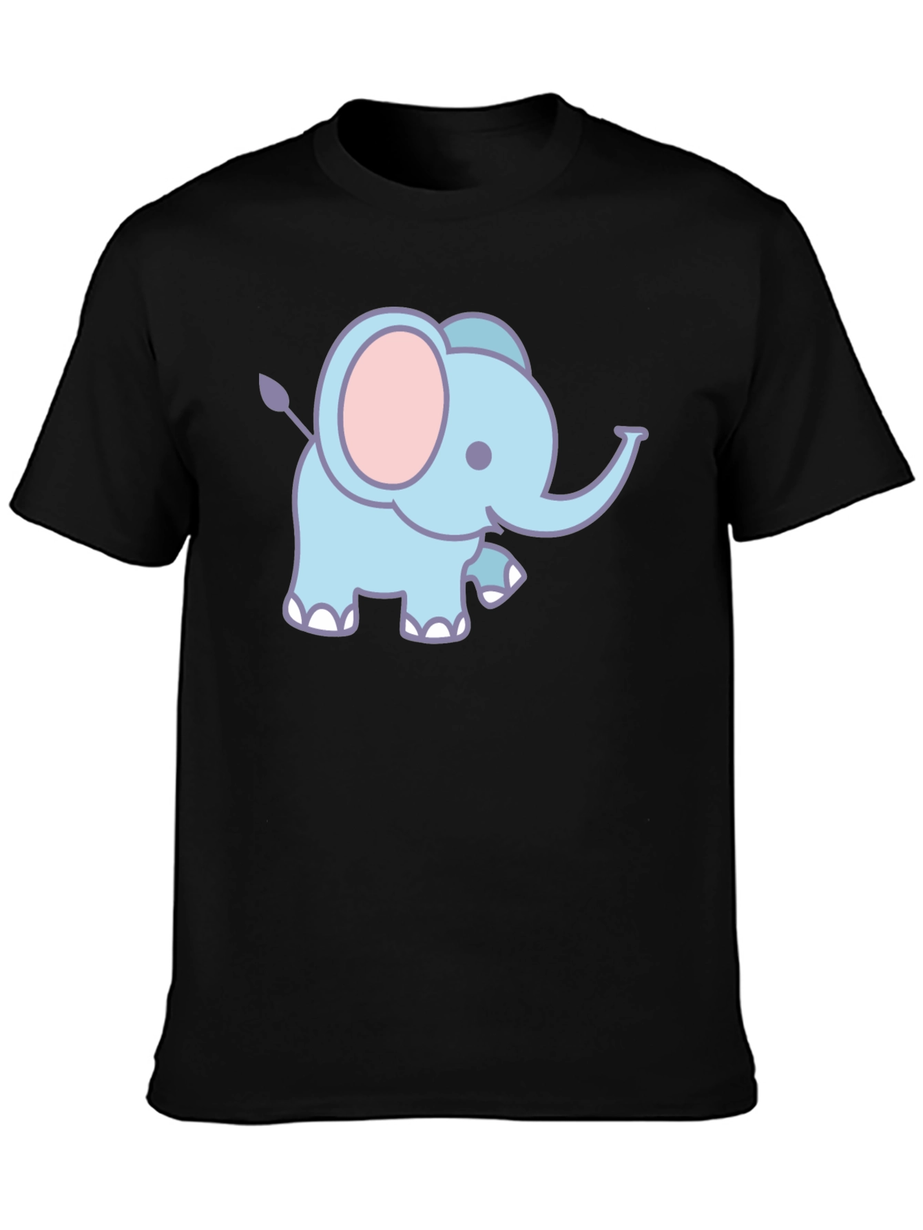 Black Cute Elephant Graphic T-Shirt - Black view 3